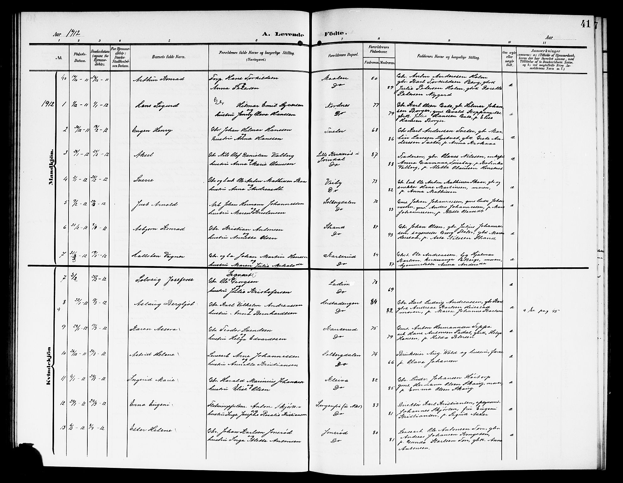 Skiptvet prestekontor Kirkebøker, AV/SAO-A-20009/G/Ga/L0002: Parish register (copy) no. 2, 1905-1915, p. 41