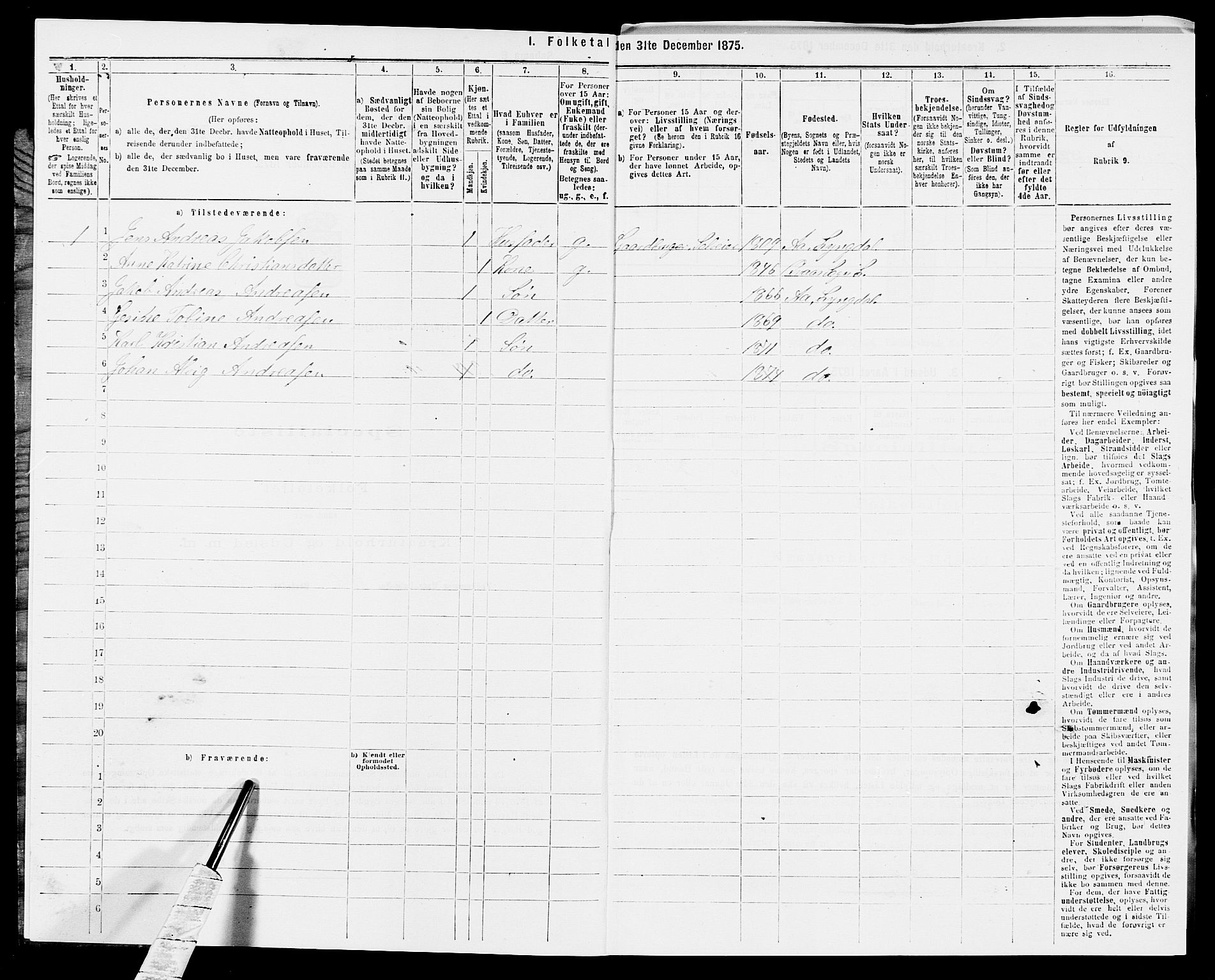 SAK, 1875 census for 1032P Lyngdal, 1875, p. 674