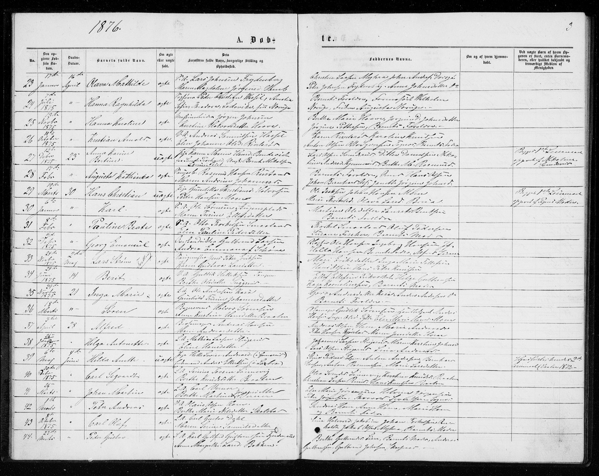 Kongsberg kirkebøker, AV/SAKO-A-22/G/Ga/L0004: Parish register (copy) no. 4, 1876-1877, p. 3
