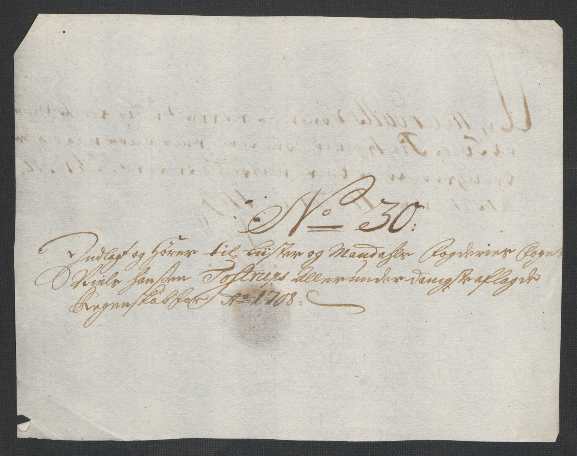 Rentekammeret inntil 1814, Reviderte regnskaper, Fogderegnskap, RA/EA-4092/R43/L2552: Fogderegnskap Lista og Mandal, 1705-1709, p. 161