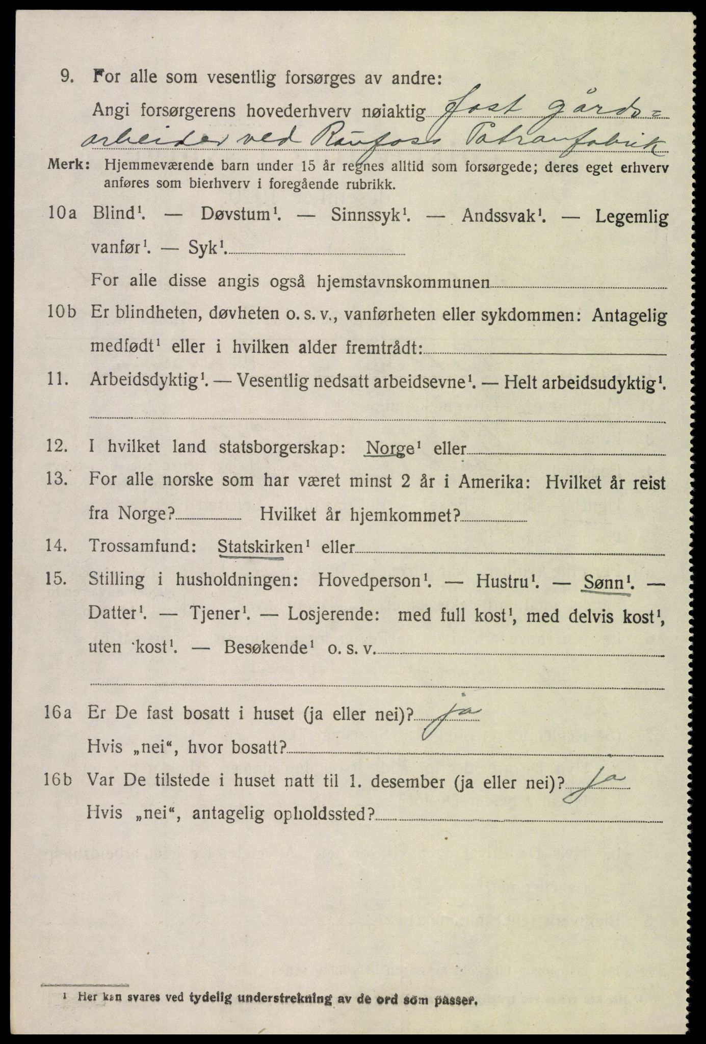 SAH, 1920 census for Vardal, 1920, p. 6462