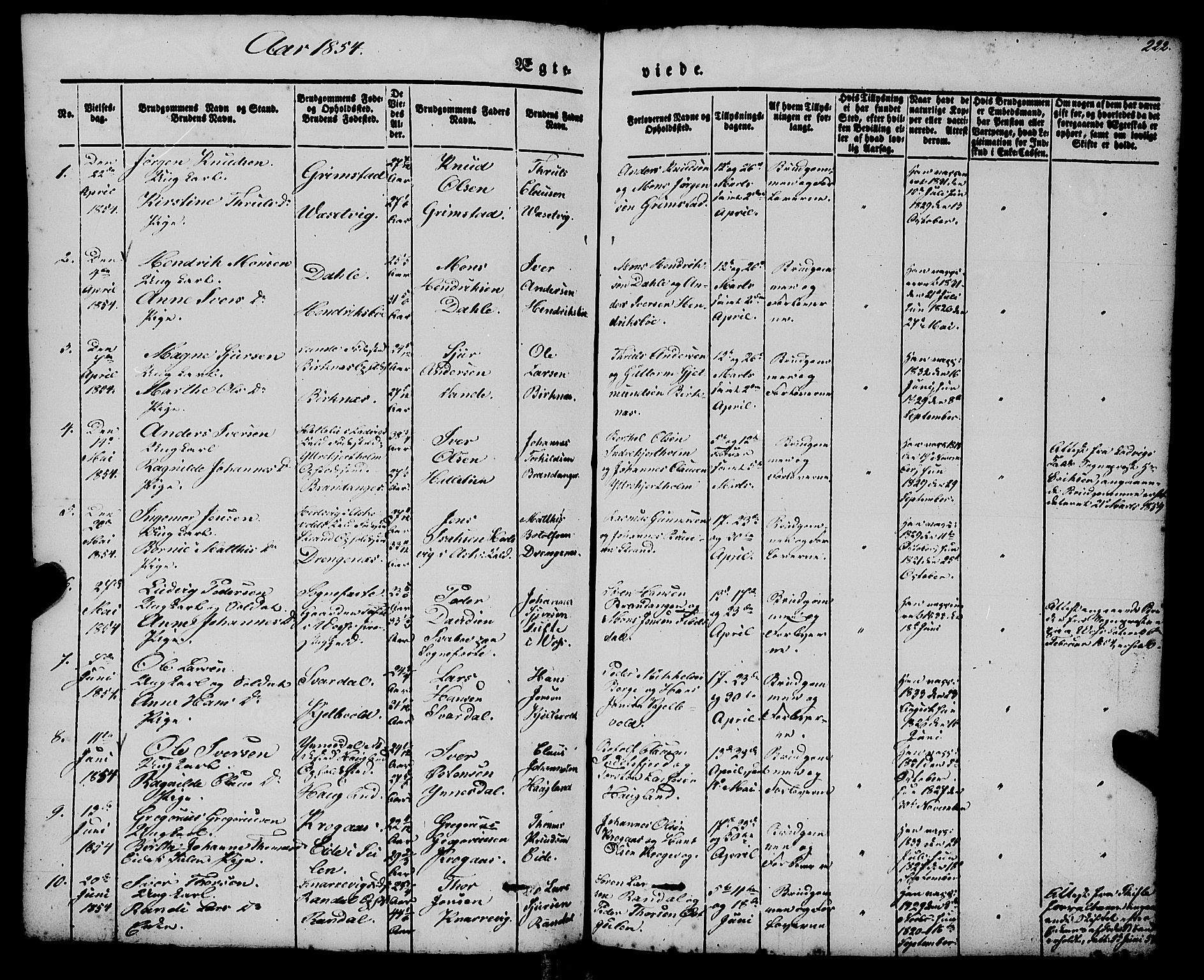 Gulen sokneprestembete, SAB/A-80201/H/Haa/Haaa/L0021: Parish register (official) no. A 21, 1848-1858, p. 222
