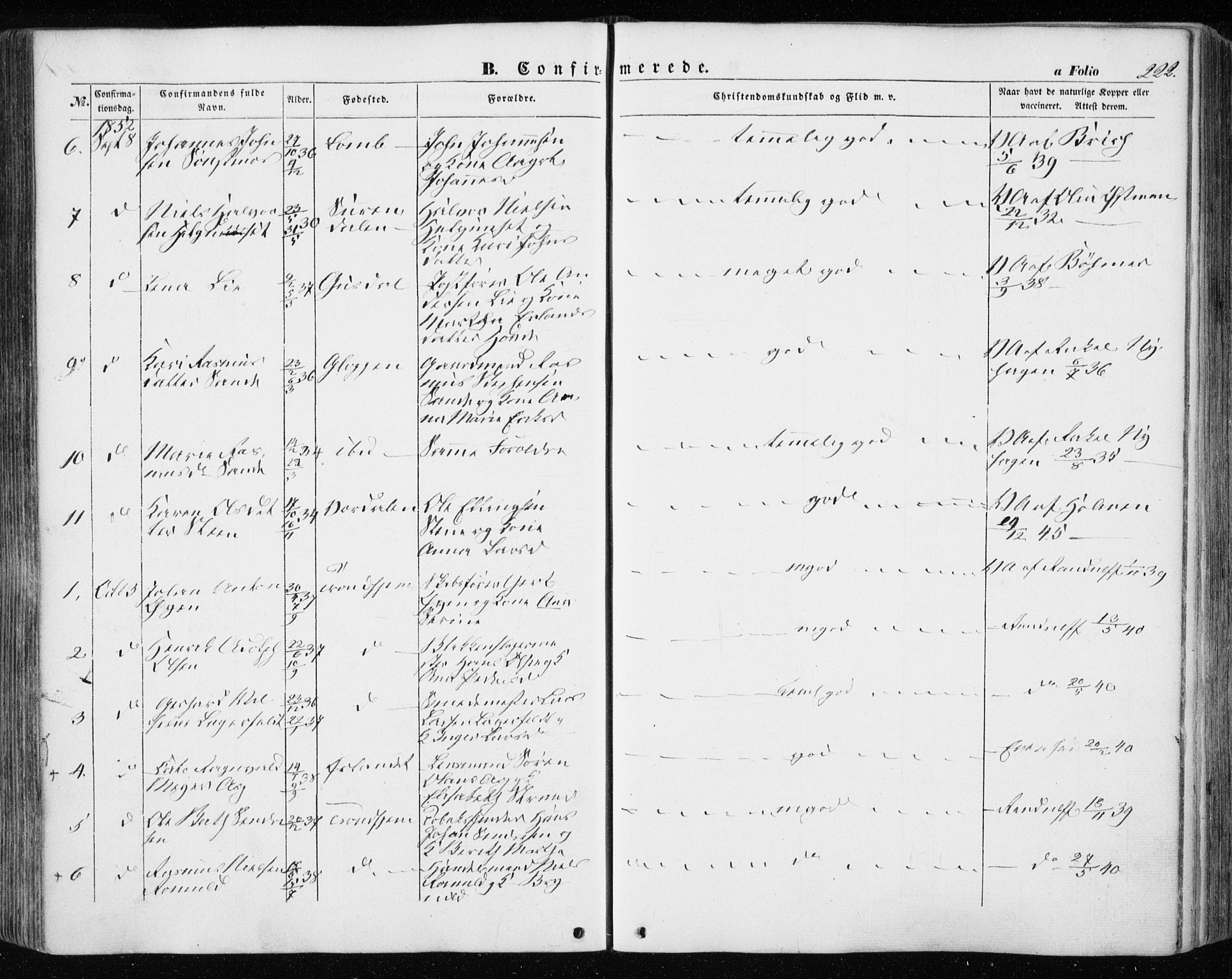 Ministerialprotokoller, klokkerbøker og fødselsregistre - Sør-Trøndelag, AV/SAT-A-1456/601/L0051: Parish register (official) no. 601A19, 1848-1857, p. 222