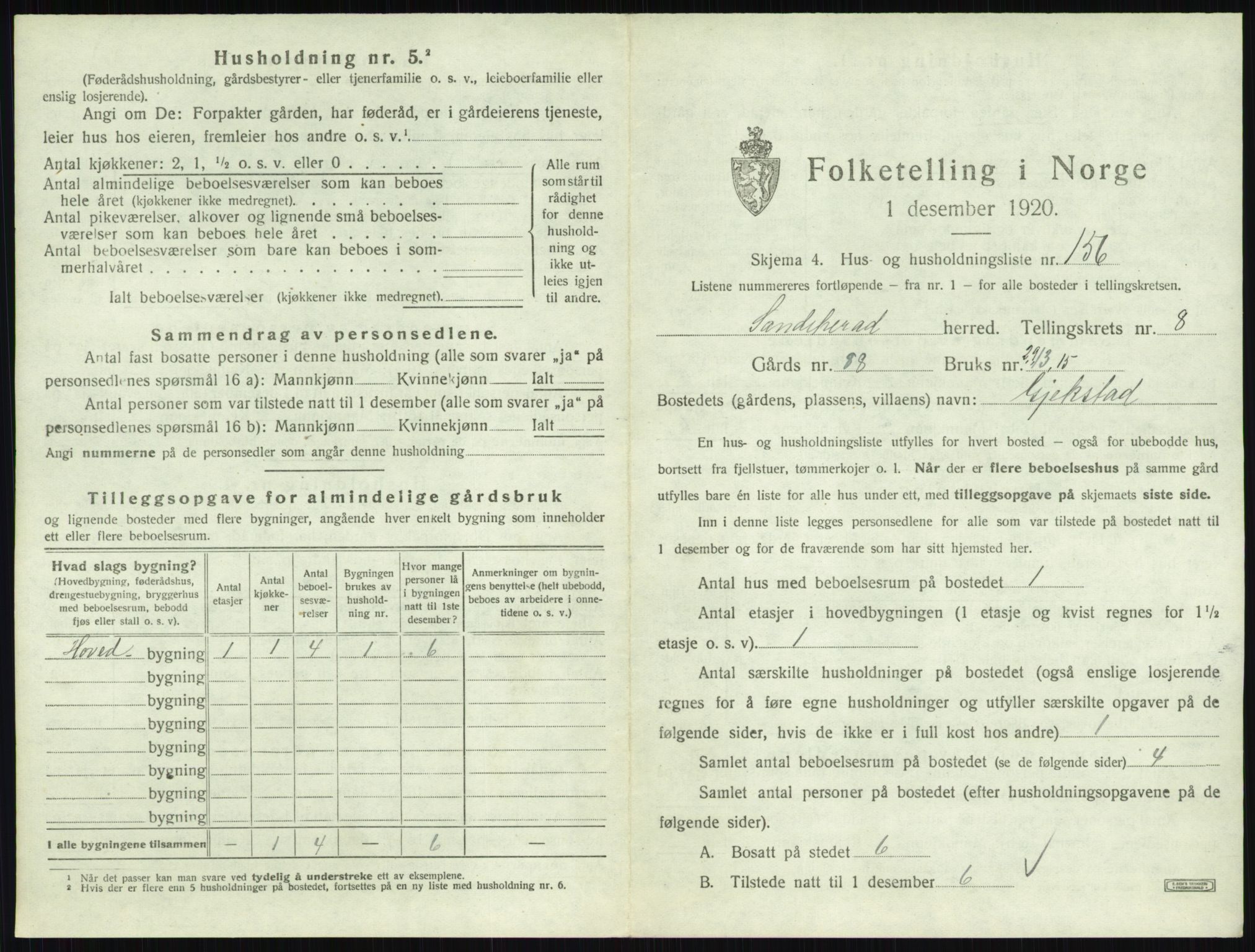 SAKO, 1920 census for Sandeherred, 1920, p. 1904