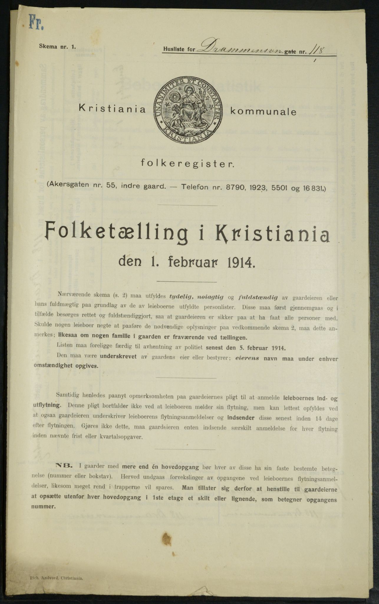 OBA, Municipal Census 1914 for Kristiania, 1914, p. 17297