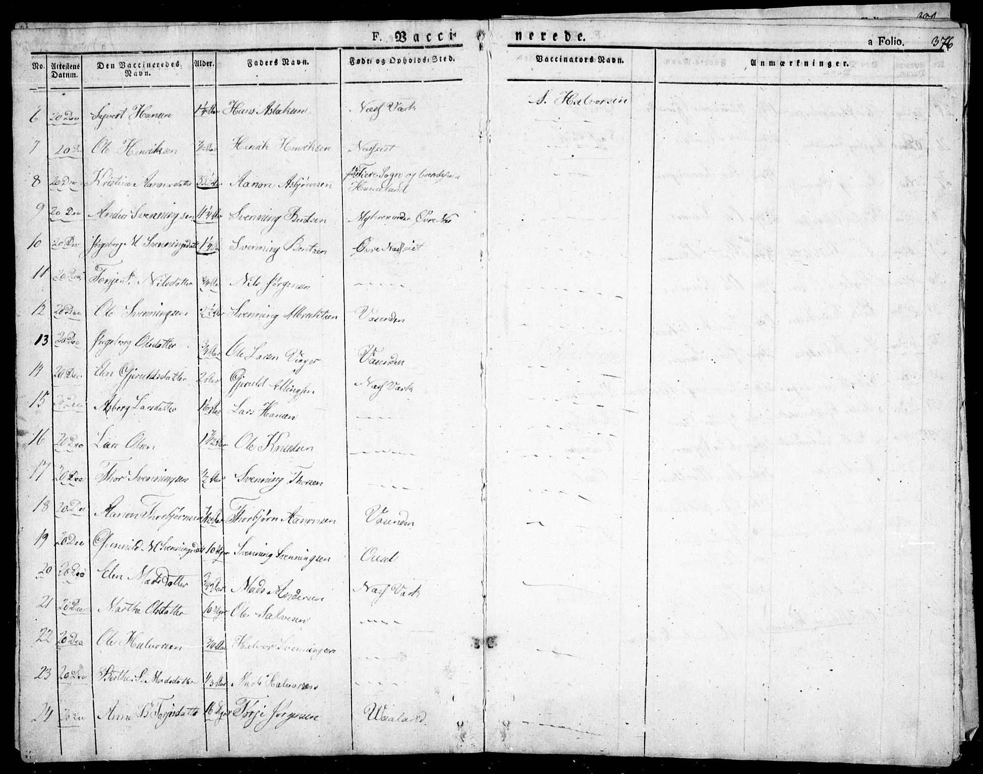 Holt sokneprestkontor, AV/SAK-1111-0021/F/Fa/L0006: Parish register (official) no. A 6, 1820-1835, p. 376