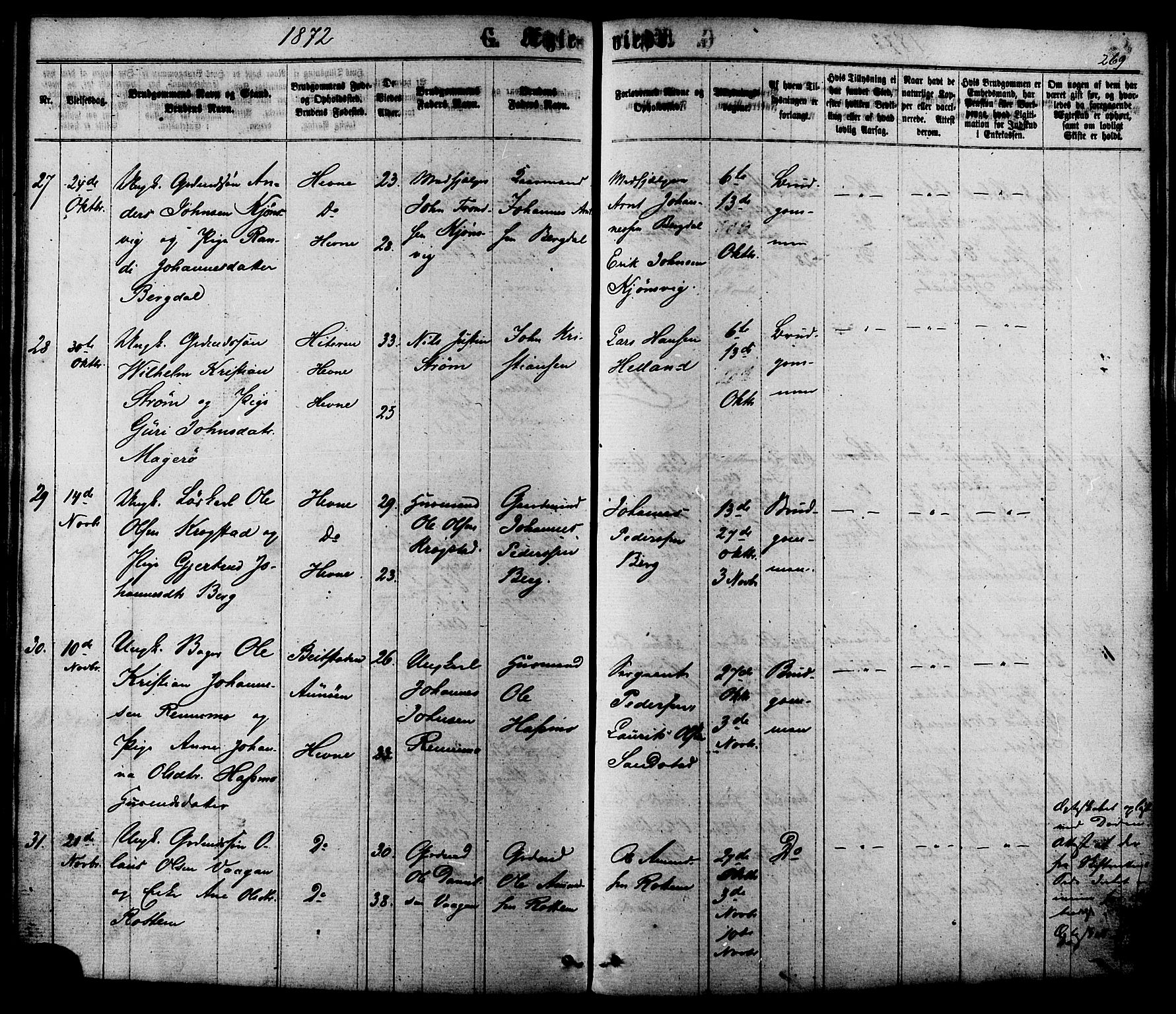 Ministerialprotokoller, klokkerbøker og fødselsregistre - Sør-Trøndelag, SAT/A-1456/630/L0495: Parish register (official) no. 630A08, 1868-1878, p. 269
