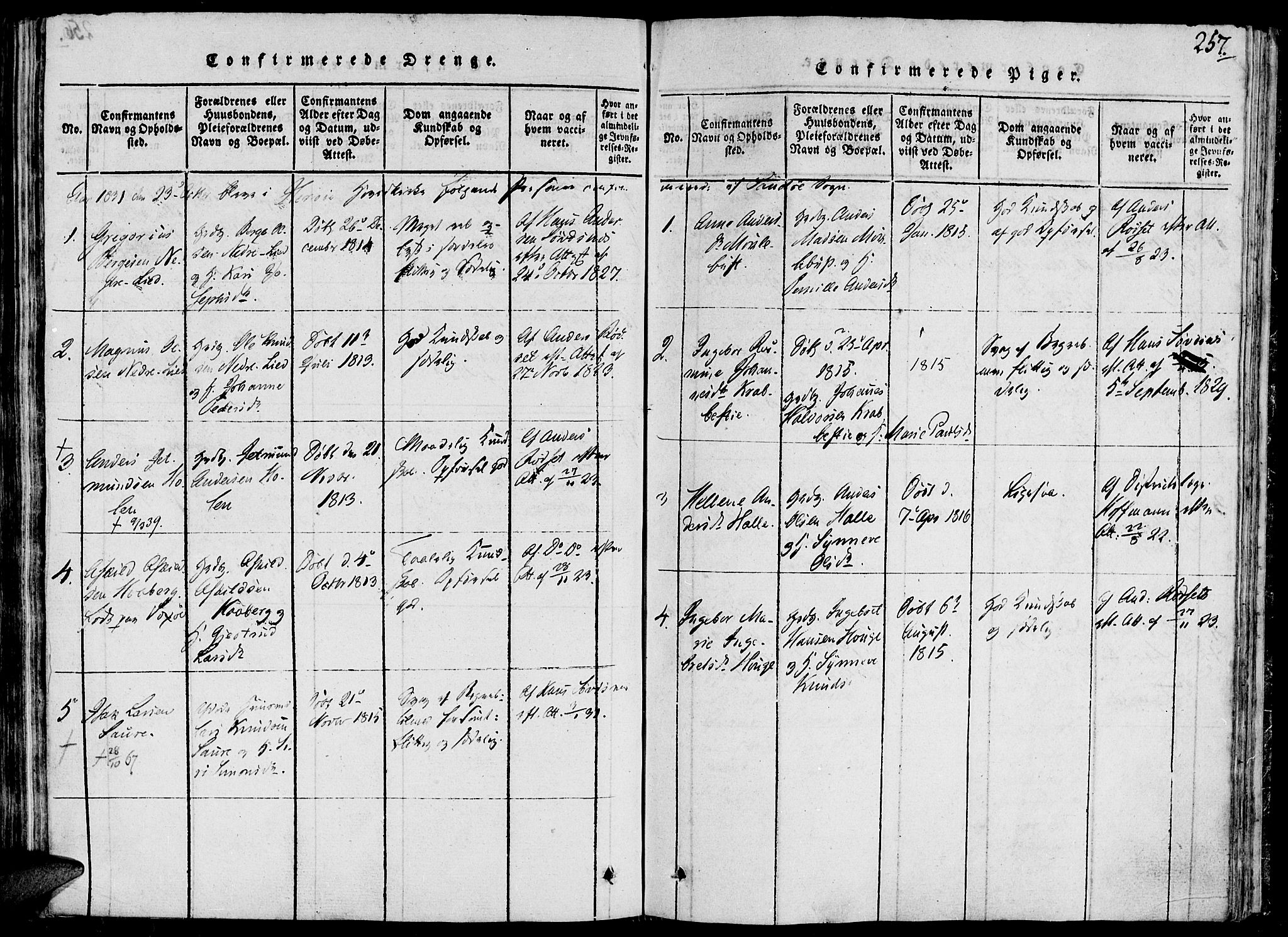 Ministerialprotokoller, klokkerbøker og fødselsregistre - Møre og Romsdal, AV/SAT-A-1454/503/L0033: Parish register (official) no. 503A01, 1816-1841, p. 257