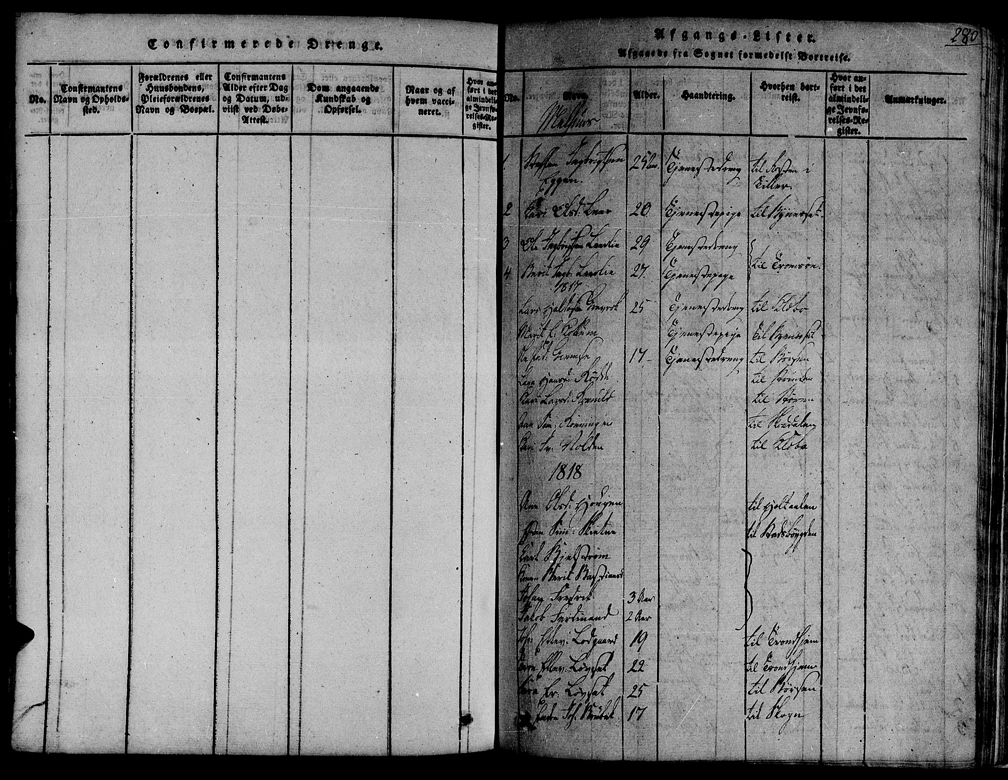 Ministerialprotokoller, klokkerbøker og fødselsregistre - Sør-Trøndelag, SAT/A-1456/691/L1065: Parish register (official) no. 691A03 /1, 1816-1826, p. 280