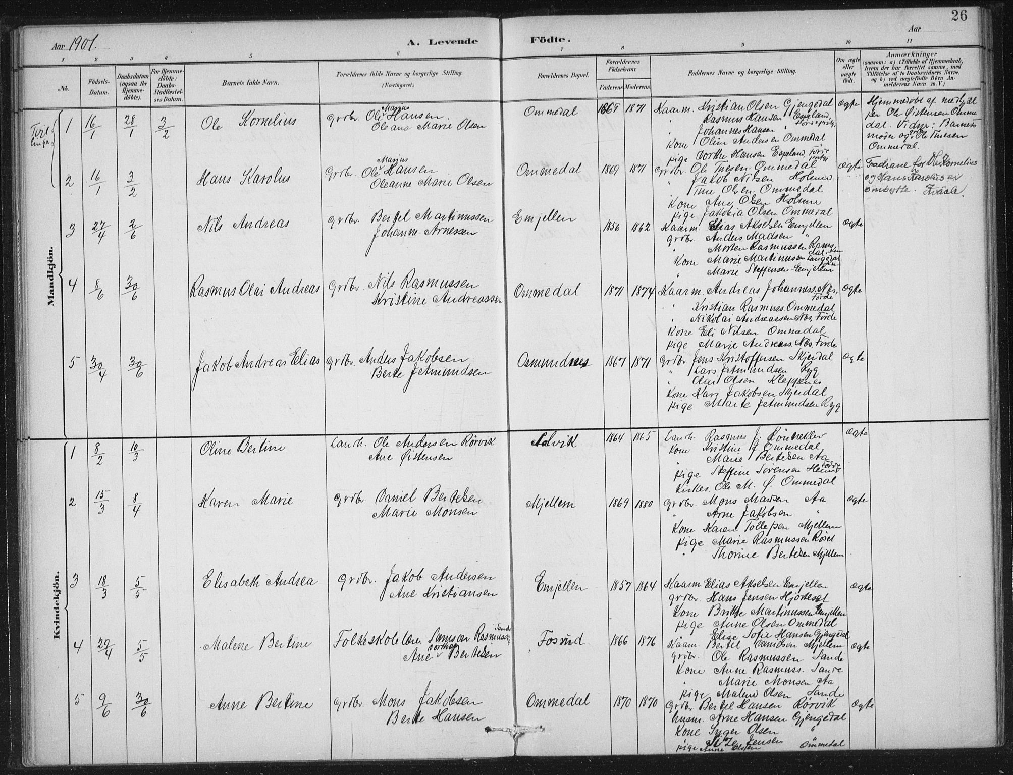 Gloppen sokneprestembete, SAB/A-80101/H/Haa/Haae/L0001: Parish register (official) no. E  1, 1885-1904, p. 26