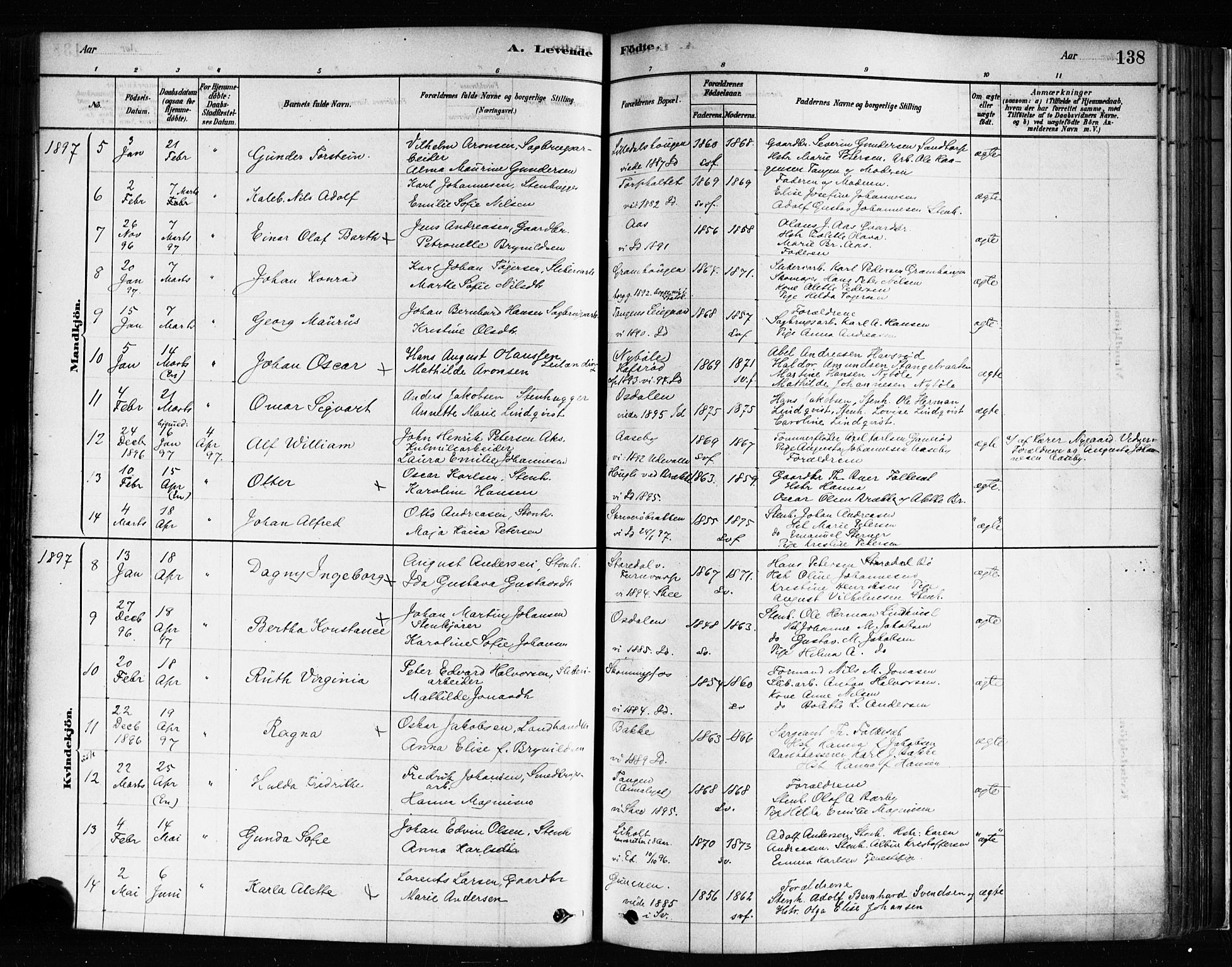 Idd prestekontor Kirkebøker, AV/SAO-A-10911/F/Fc/L0006a: Parish register (official) no. III 6A, 1878-1903, p. 138