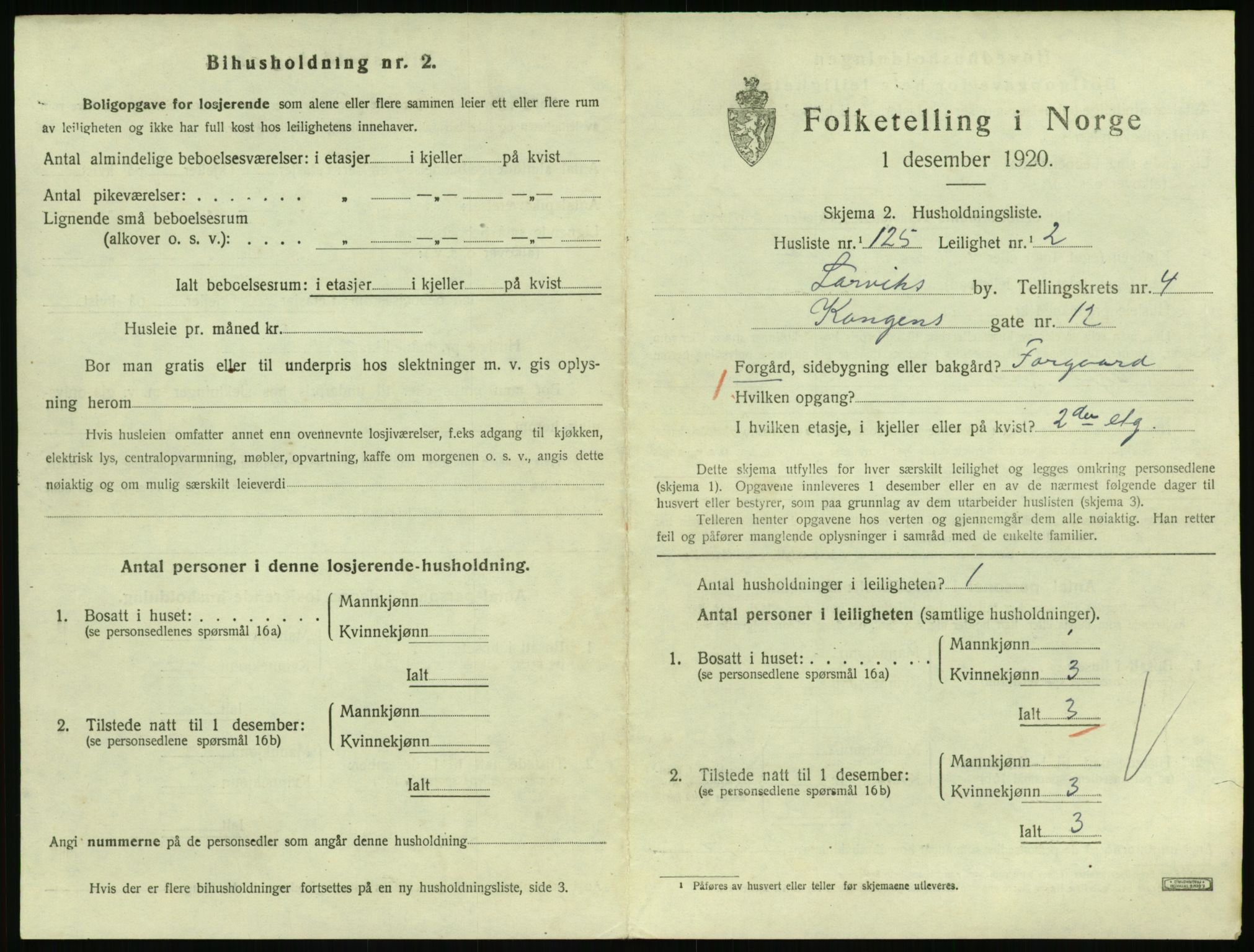 SAKO, 1920 census for Larvik, 1920, p. 4790