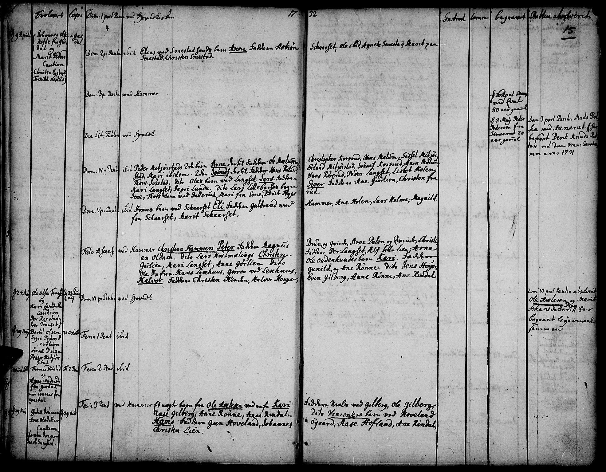 Fåberg prestekontor, SAH/PREST-086/H/Ha/Haa/L0001: Parish register (official) no. 1, 1727-1775, p. 15