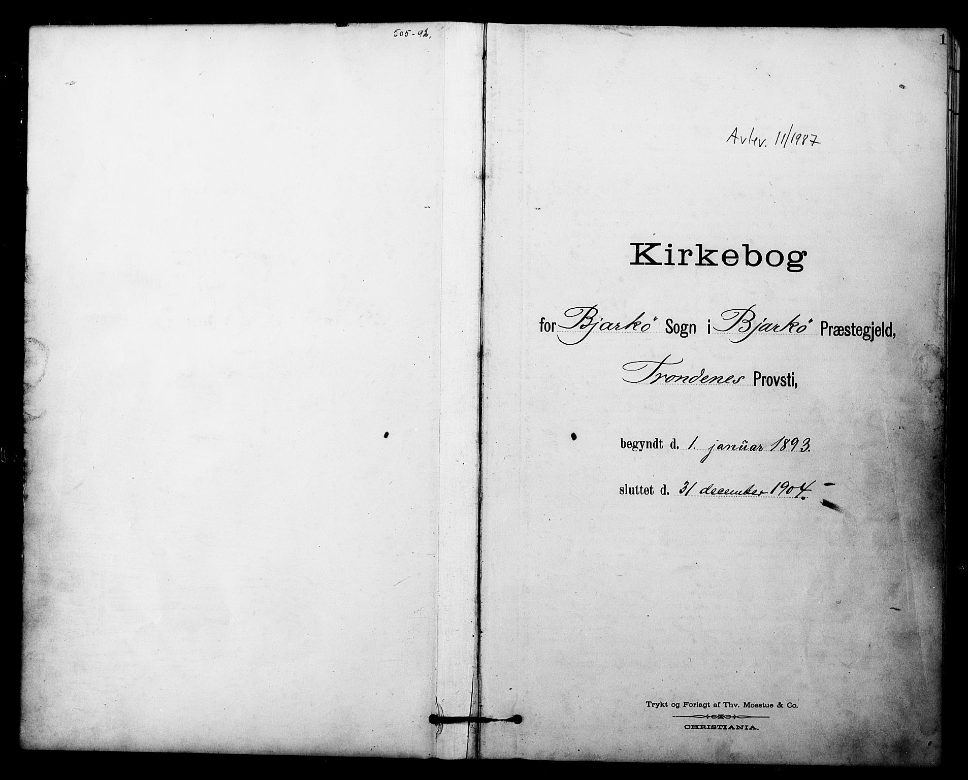 Sand/Bjarkøy sokneprestkontor, AV/SATØ-S-0811/I/Ia/Iaa/L0004kirke: Parish register (official) no. 4, 1893-1904, p. 1