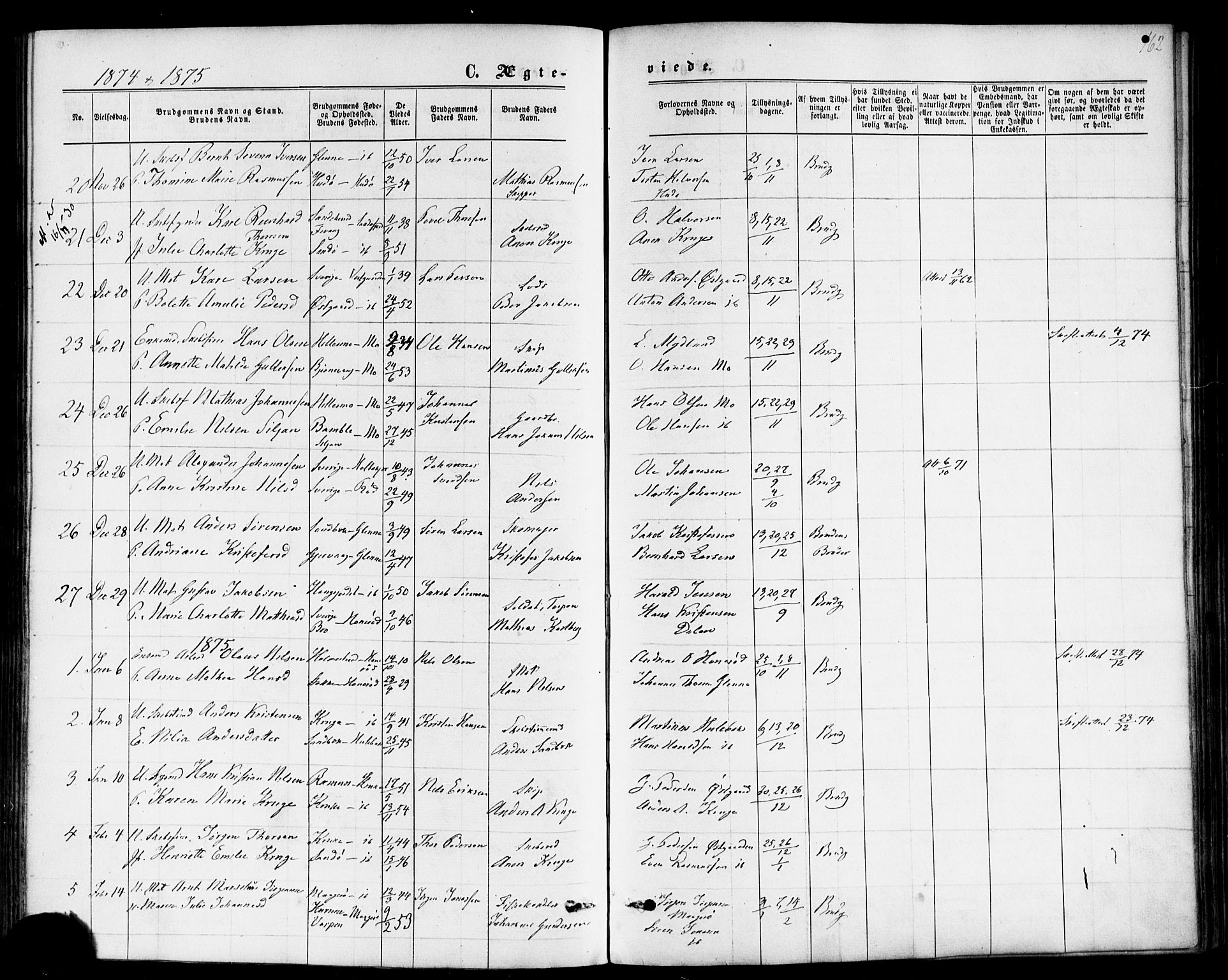 Nøtterøy kirkebøker, AV/SAKO-A-354/F/Fb/L0001: Parish register (official) no. II 1, 1865-1878, p. 162