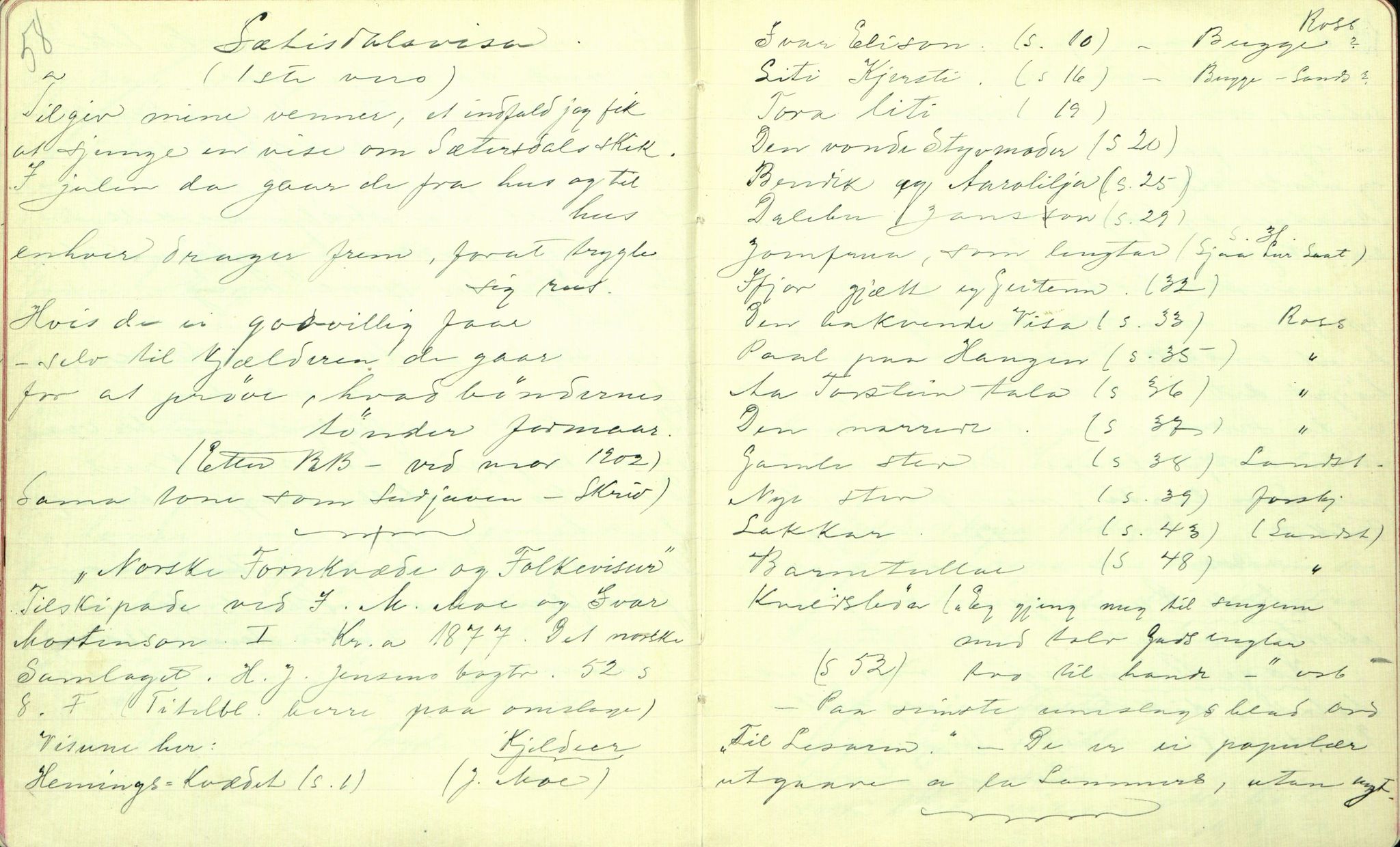 Rikard Berge, TEMU/TGM-A-1003/F/L0001/0023: 001-030 Innholdslister / 19. Visur og reglur II, 1902, p. 58-59