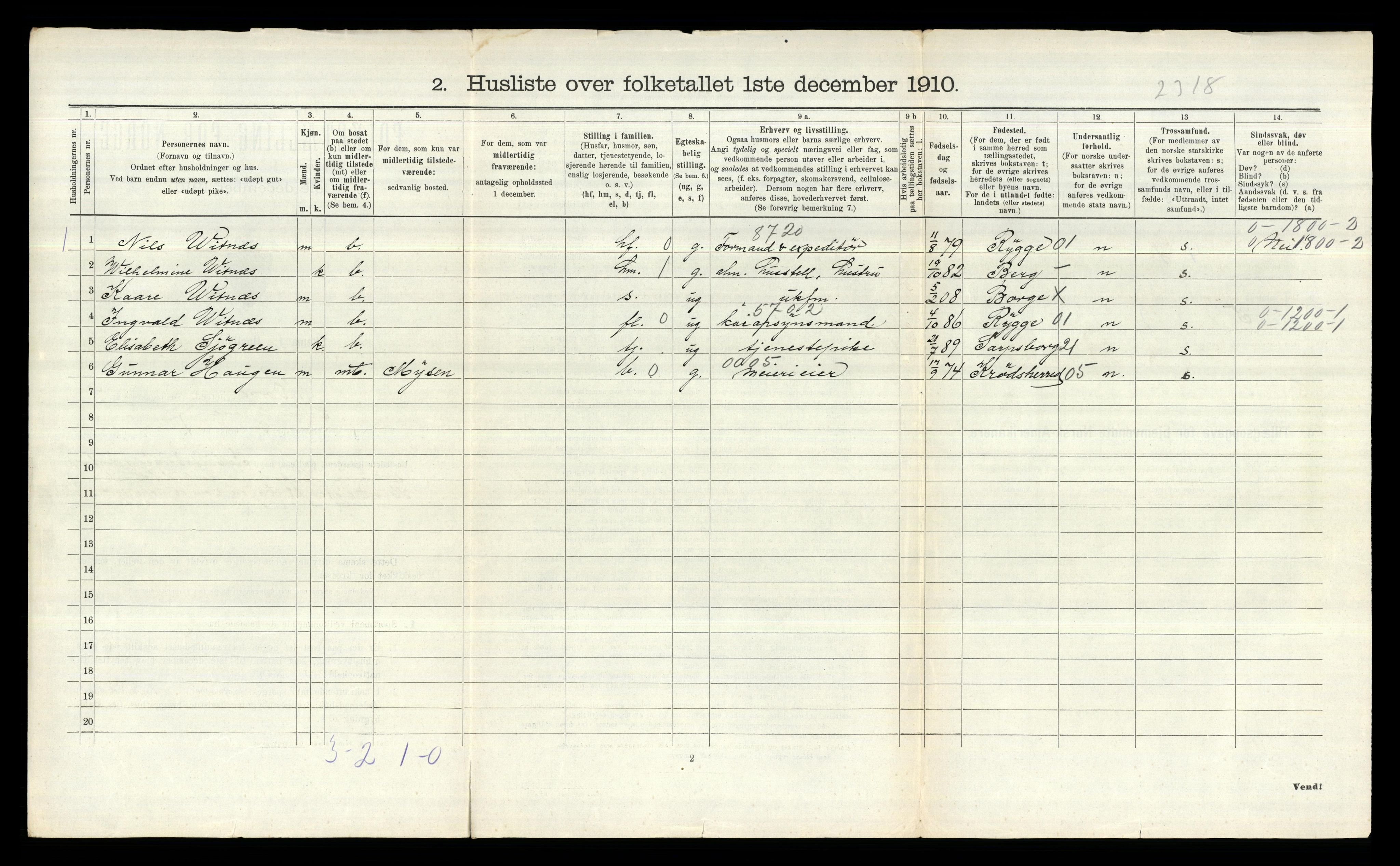 RA, 1910 census for Borge, 1910, p. 1403