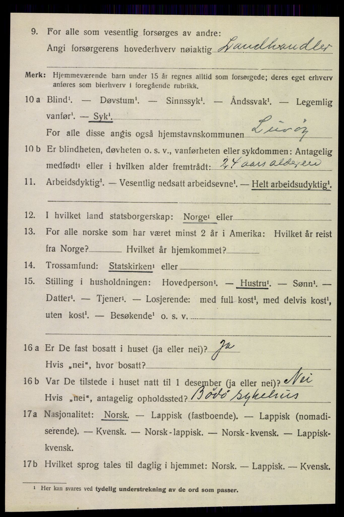 SAT, 1920 census for Lurøy, 1920, p. 5650