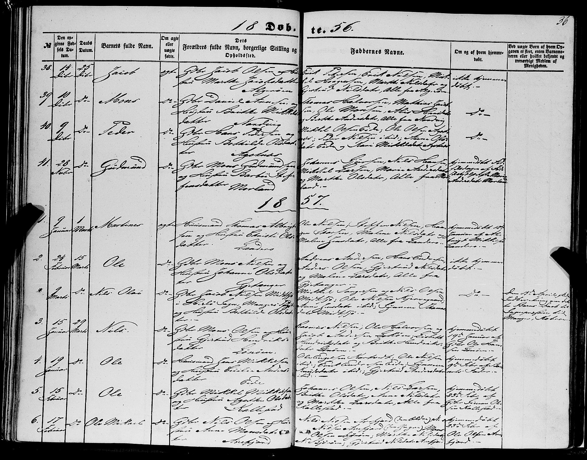 Fjell sokneprestembete, SAB/A-75301/H/Haa: Parish register (official) no. A 2, 1847-1864, p. 36