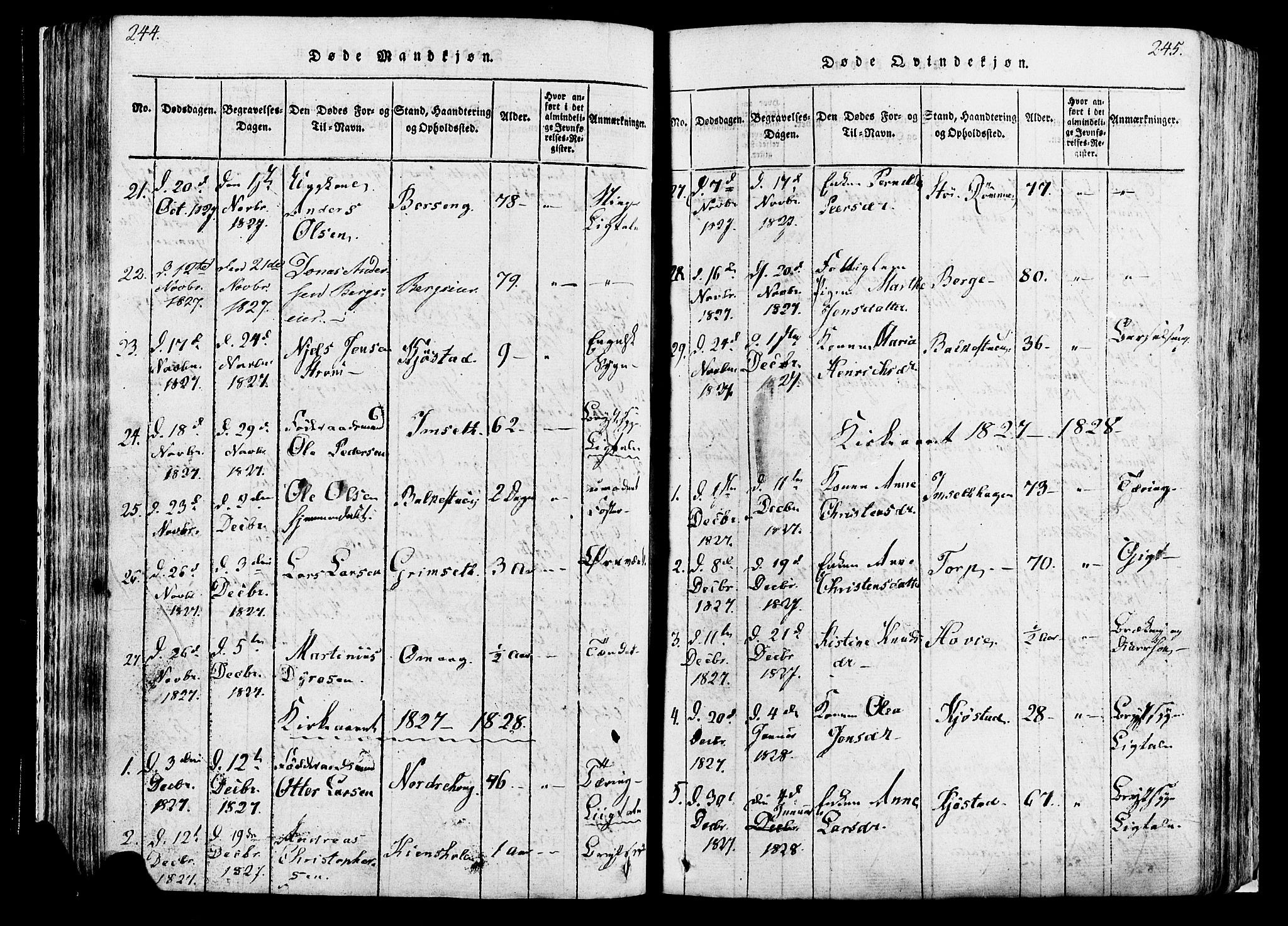 Løten prestekontor, SAH/PREST-022/K/Ka/L0005: Parish register (official) no. 5, 1814-1832, p. 244-245