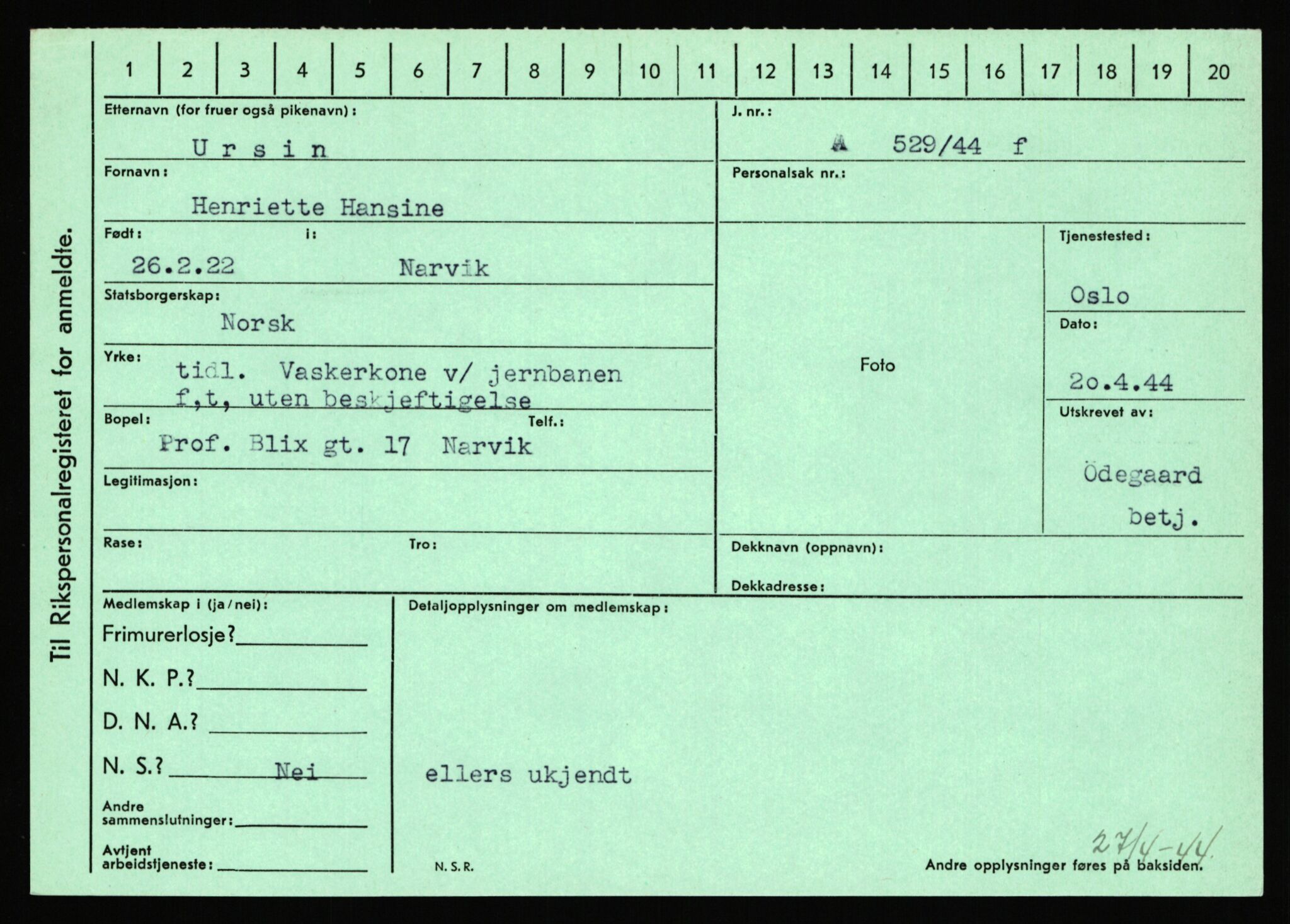 Statspolitiet - Hovedkontoret / Osloavdelingen, AV/RA-S-1329/C/Ca/L0016: Uberg - Øystese, 1943-1945, p. 317