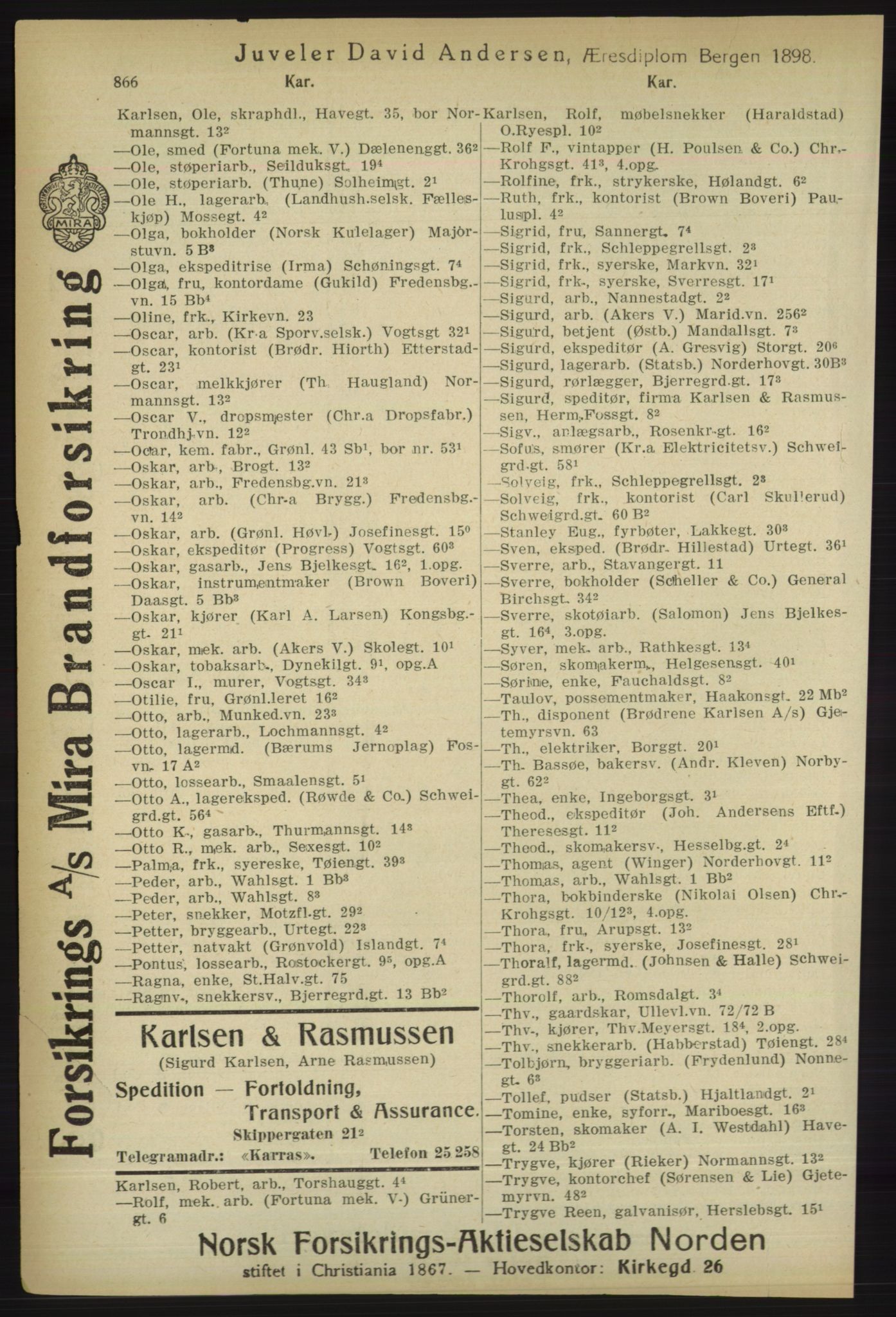 Kristiania/Oslo adressebok, PUBL/-, 1918, p. 891