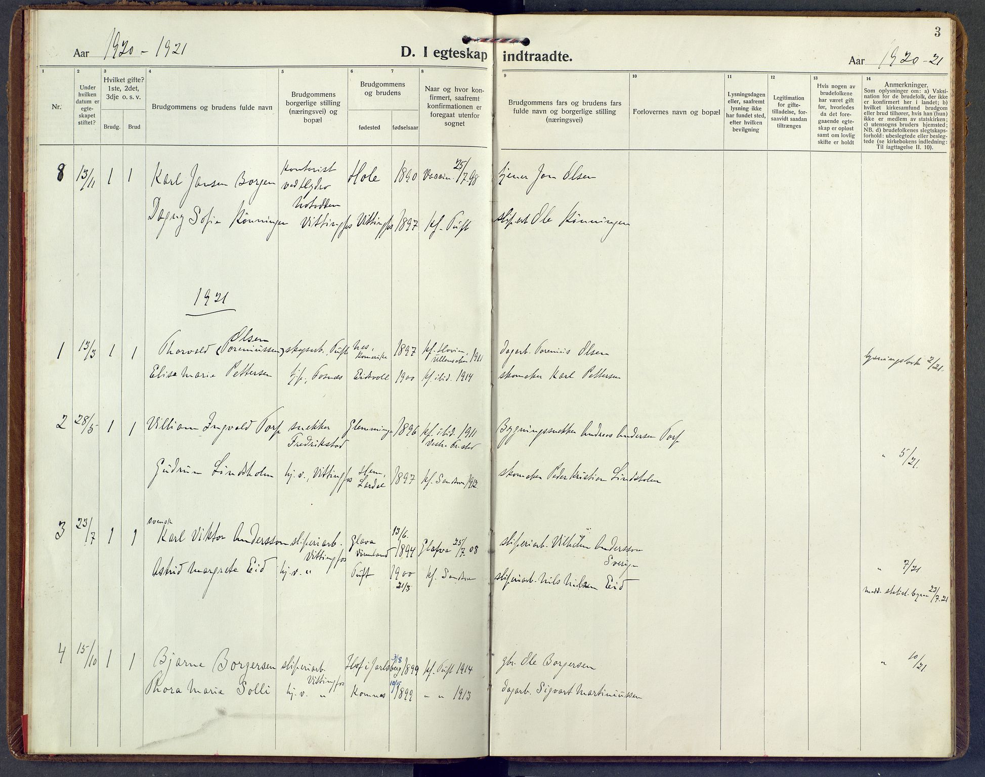 Sandsvær kirkebøker, AV/SAKO-A-244/F/Fc/L0002: Parish register (official) no. III 2, 1920-1959, p. 3