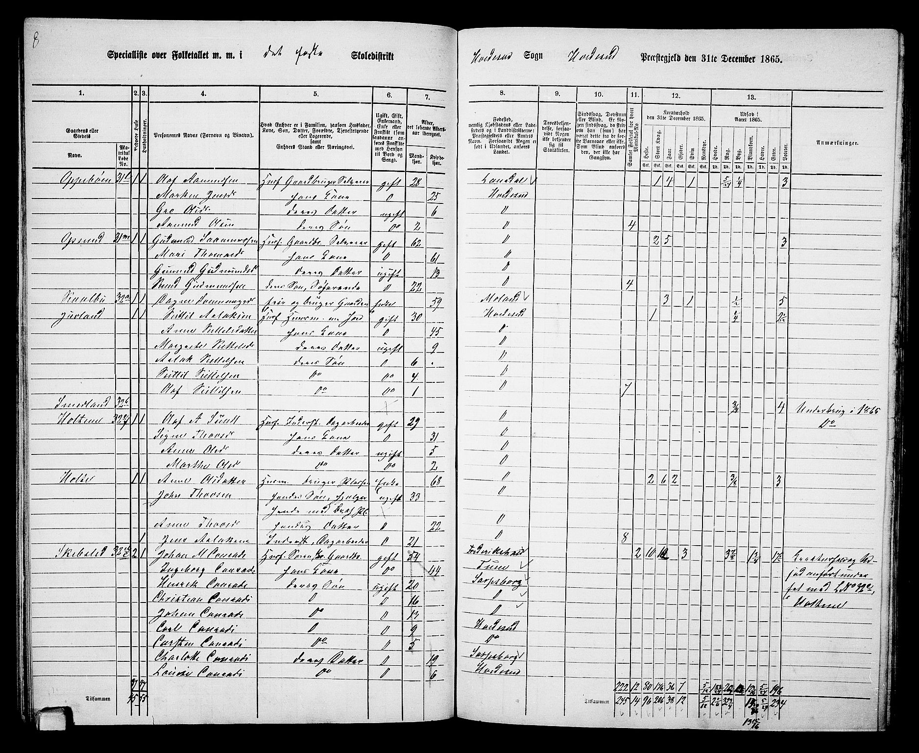 RA, 1865 census for Kviteseid, 1865, p. 53