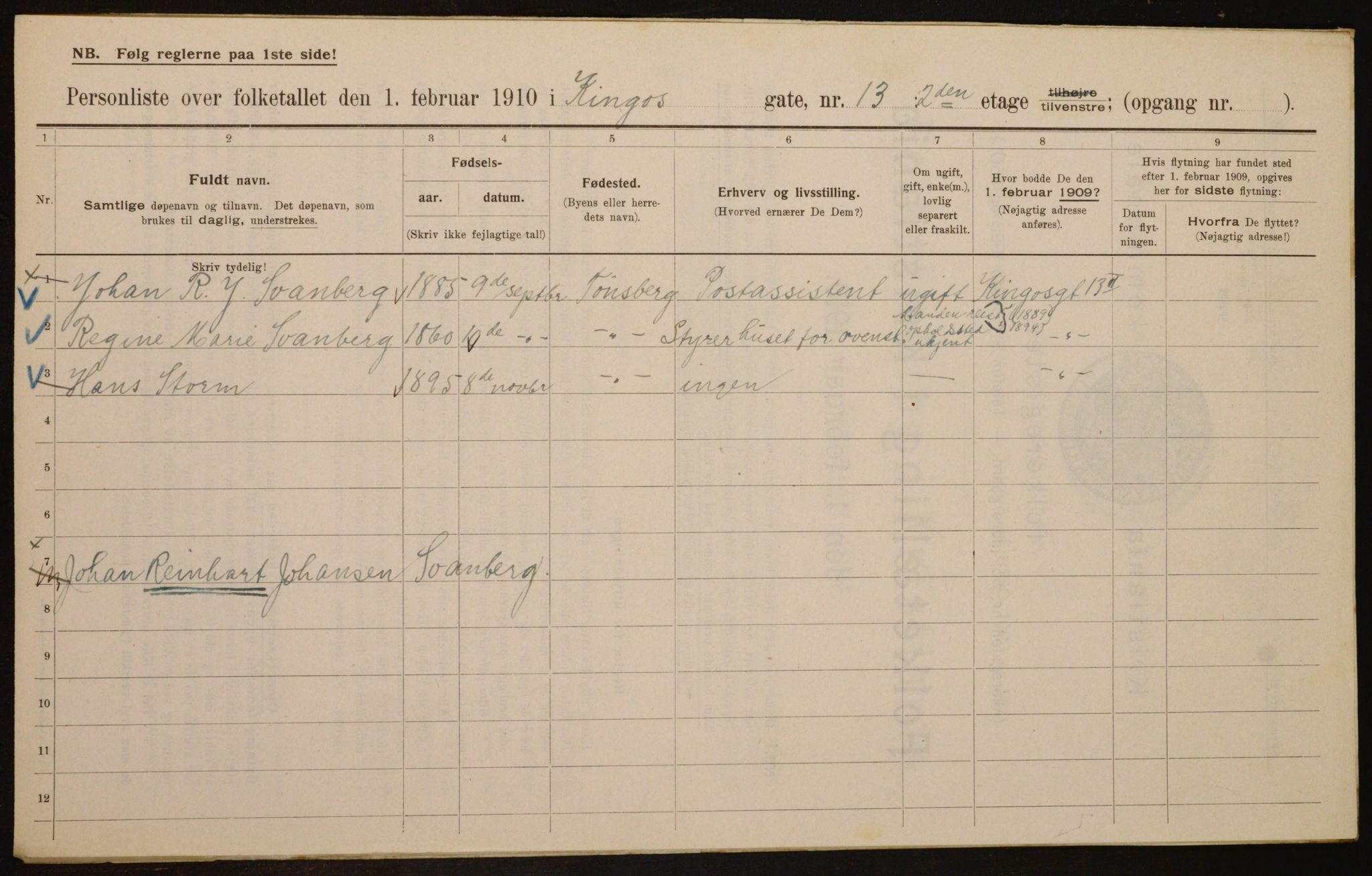 OBA, Municipal Census 1910 for Kristiania, 1910, p. 48179