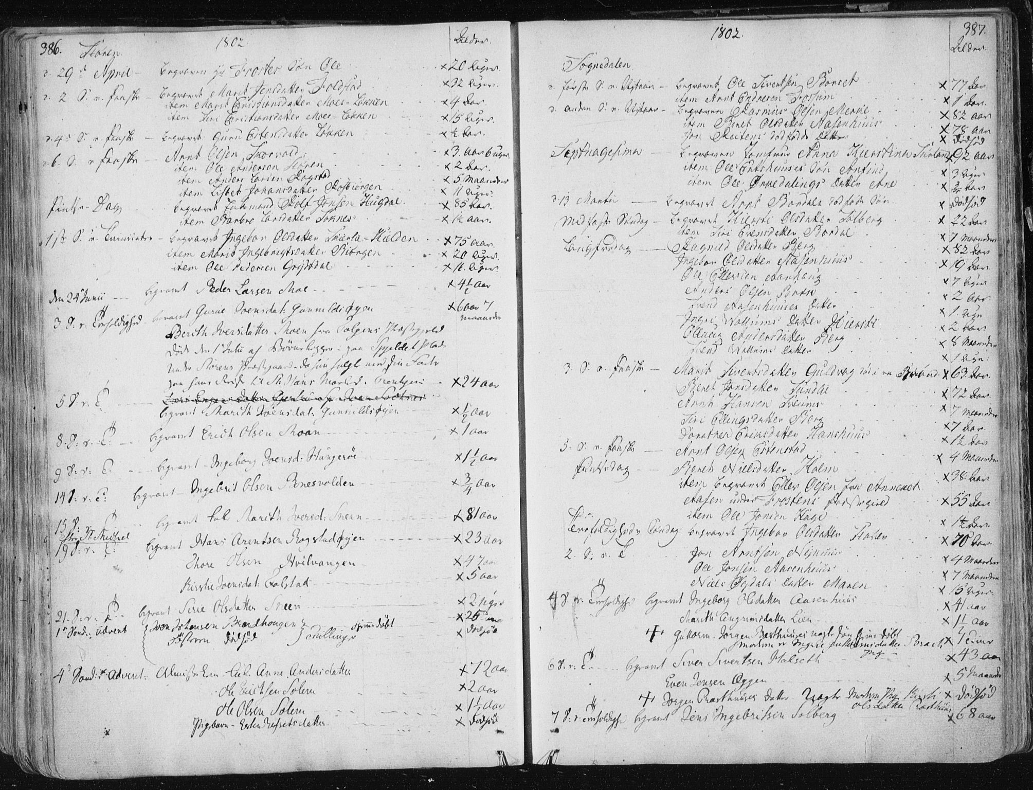 Ministerialprotokoller, klokkerbøker og fødselsregistre - Sør-Trøndelag, SAT/A-1456/687/L0992: Parish register (official) no. 687A03 /1, 1788-1815, p. 386-387