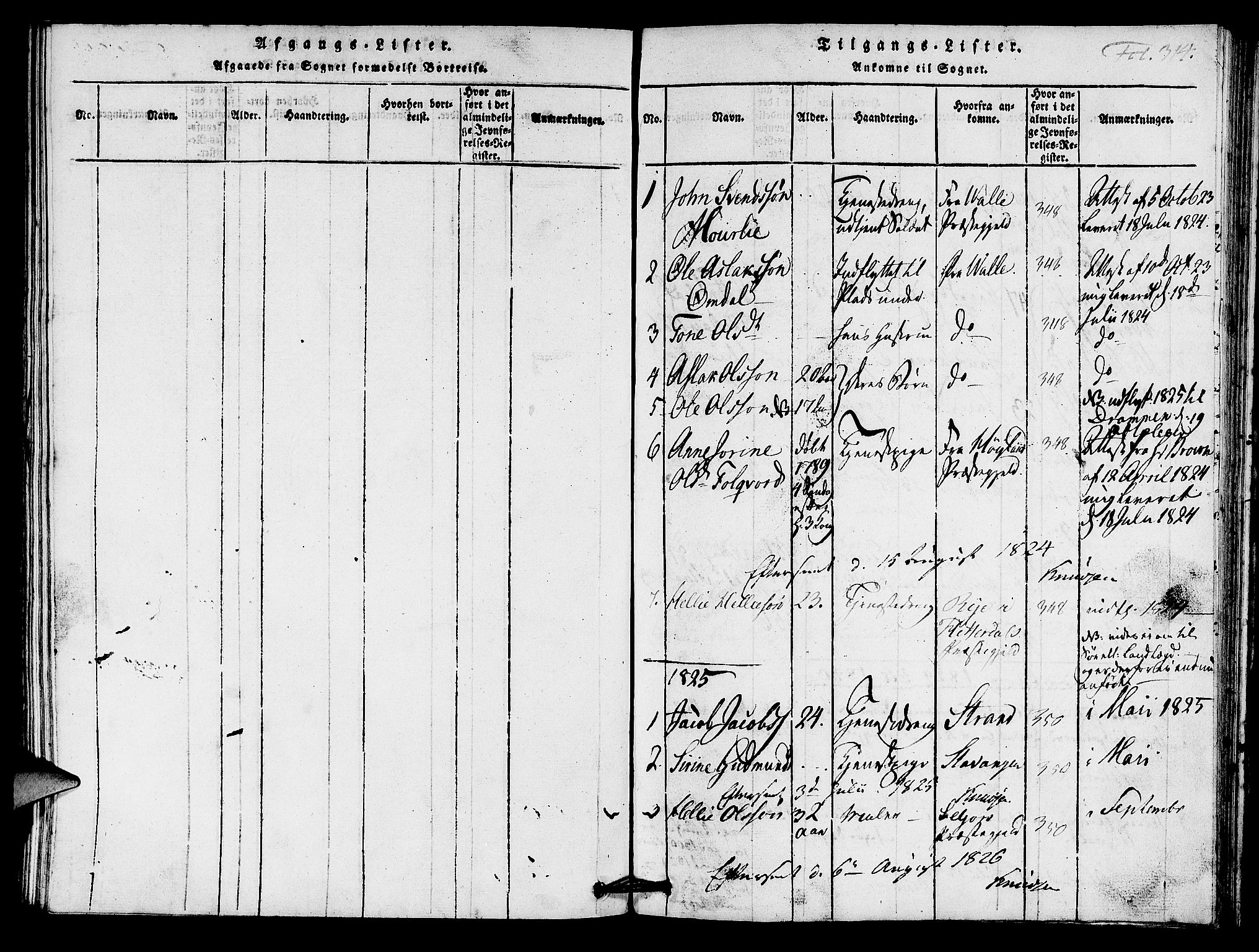 Hjelmeland sokneprestkontor, SAST/A-101843/01/IV/L0005: Parish register (official) no. A 5, 1816-1841, p. 314