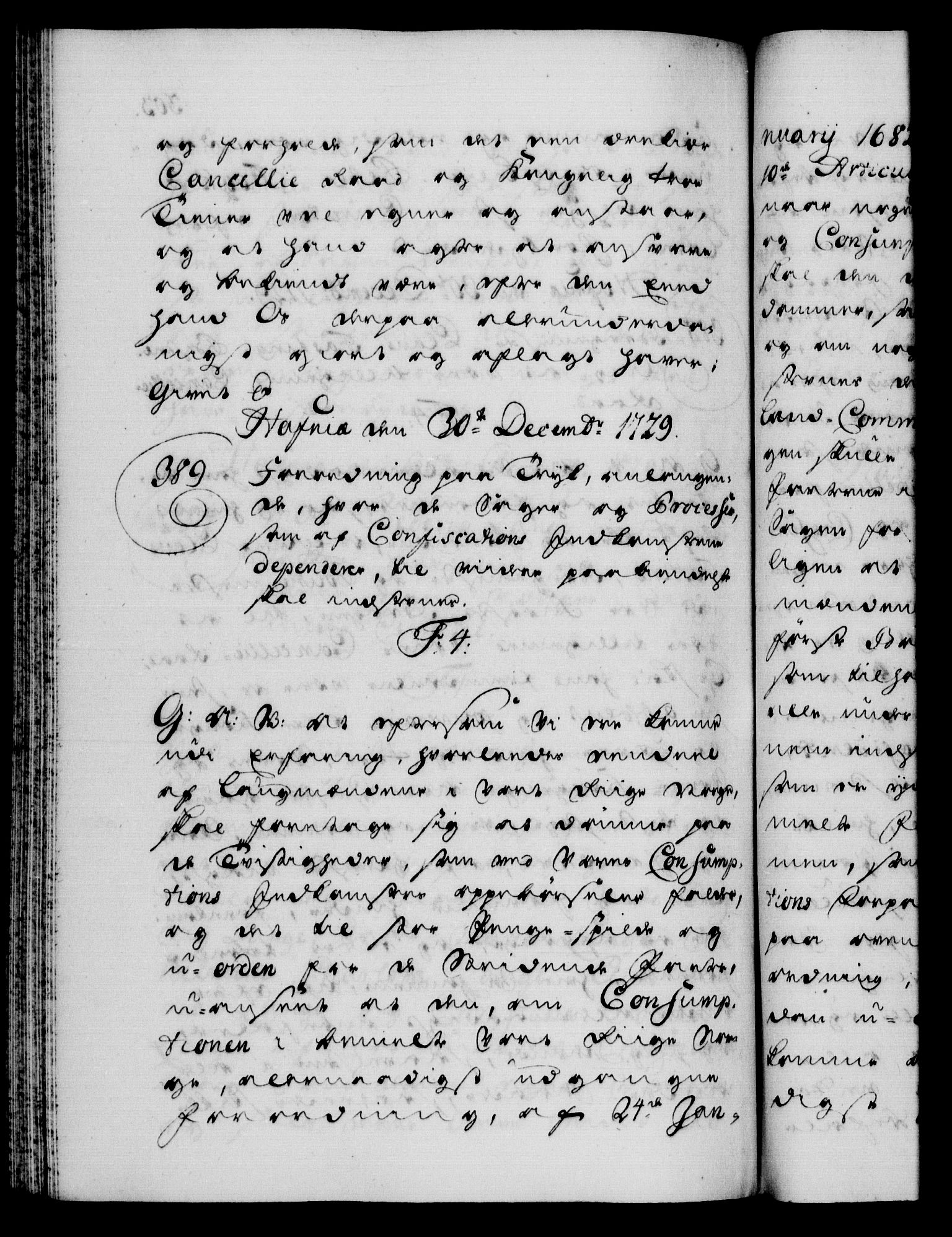 Danske Kanselli 1572-1799, AV/RA-EA-3023/F/Fc/Fca/Fcaa/L0026: Norske registre, 1729-1730, p. 303b