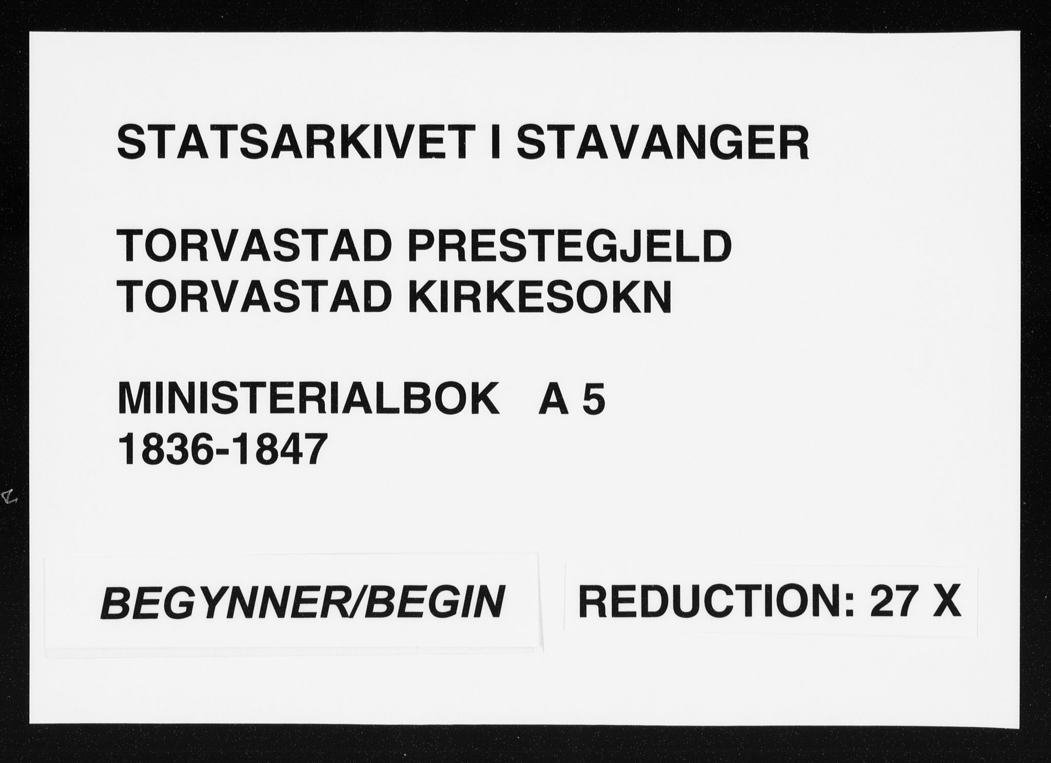 Torvastad sokneprestkontor, SAST/A -101857/H/Ha/Haa/L0005: Parish register (official) no. A 5, 1836-1847