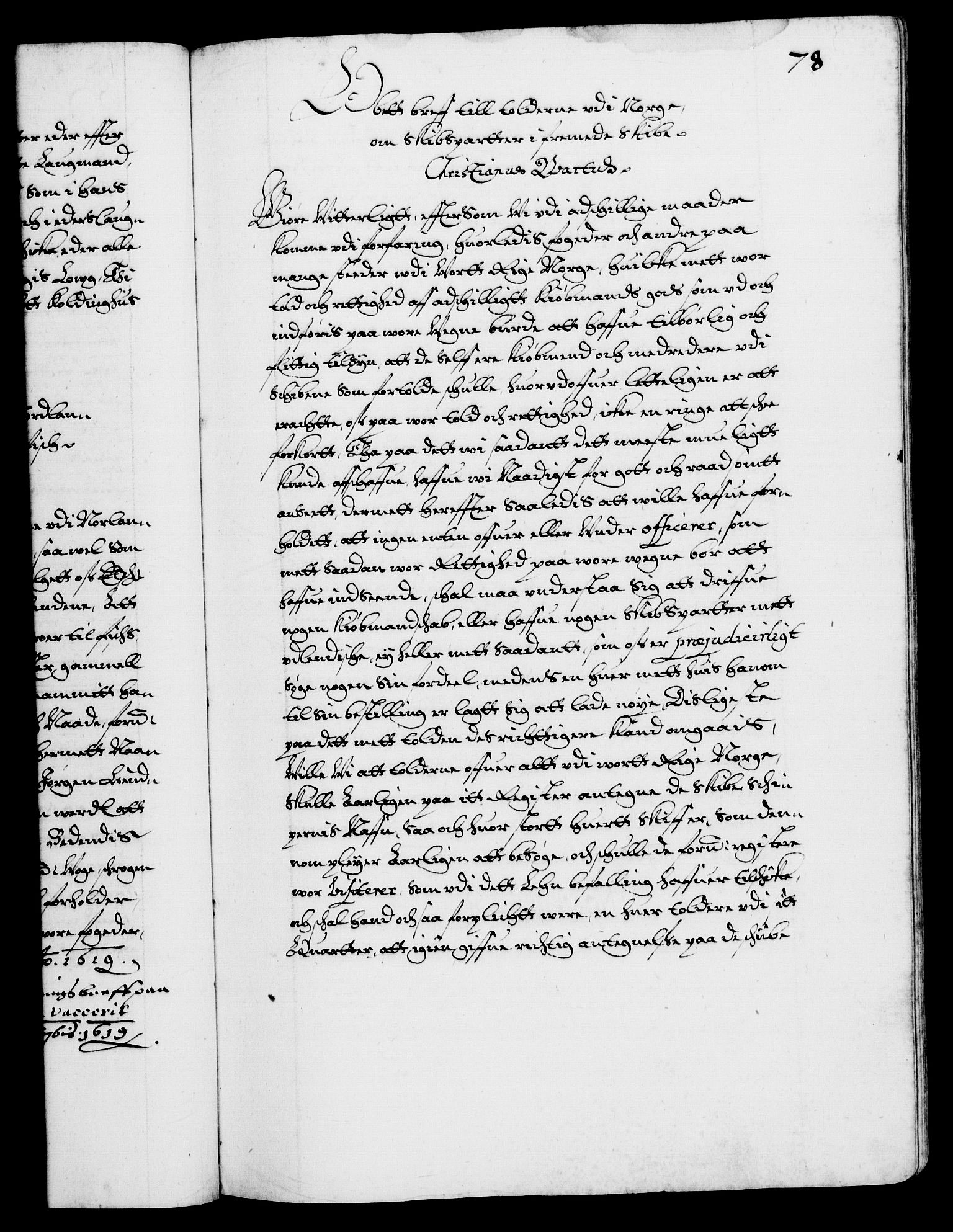 Danske Kanselli 1572-1799, AV/RA-EA-3023/F/Fc/Fca/Fcaa/L0004: Norske registre (mikrofilm), 1617-1630, p. 78a