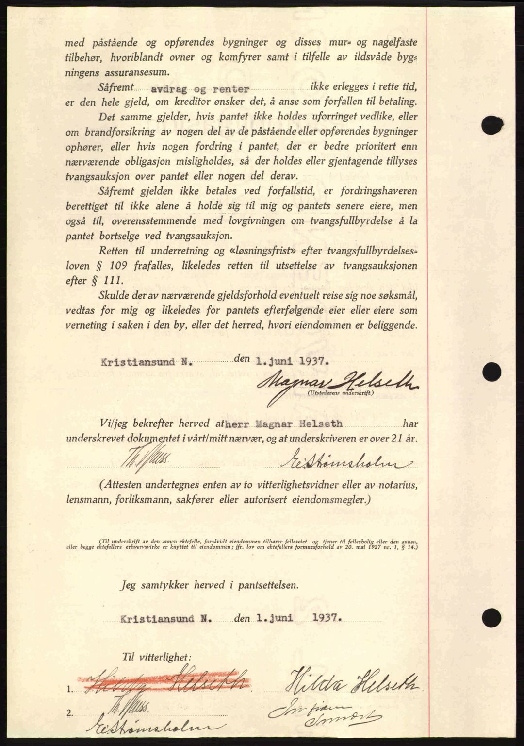 Kristiansund byfogd, AV/SAT-A-4587/A/27: Mortgage book no. 29, 1936-1937, Diary no: : 316/1937