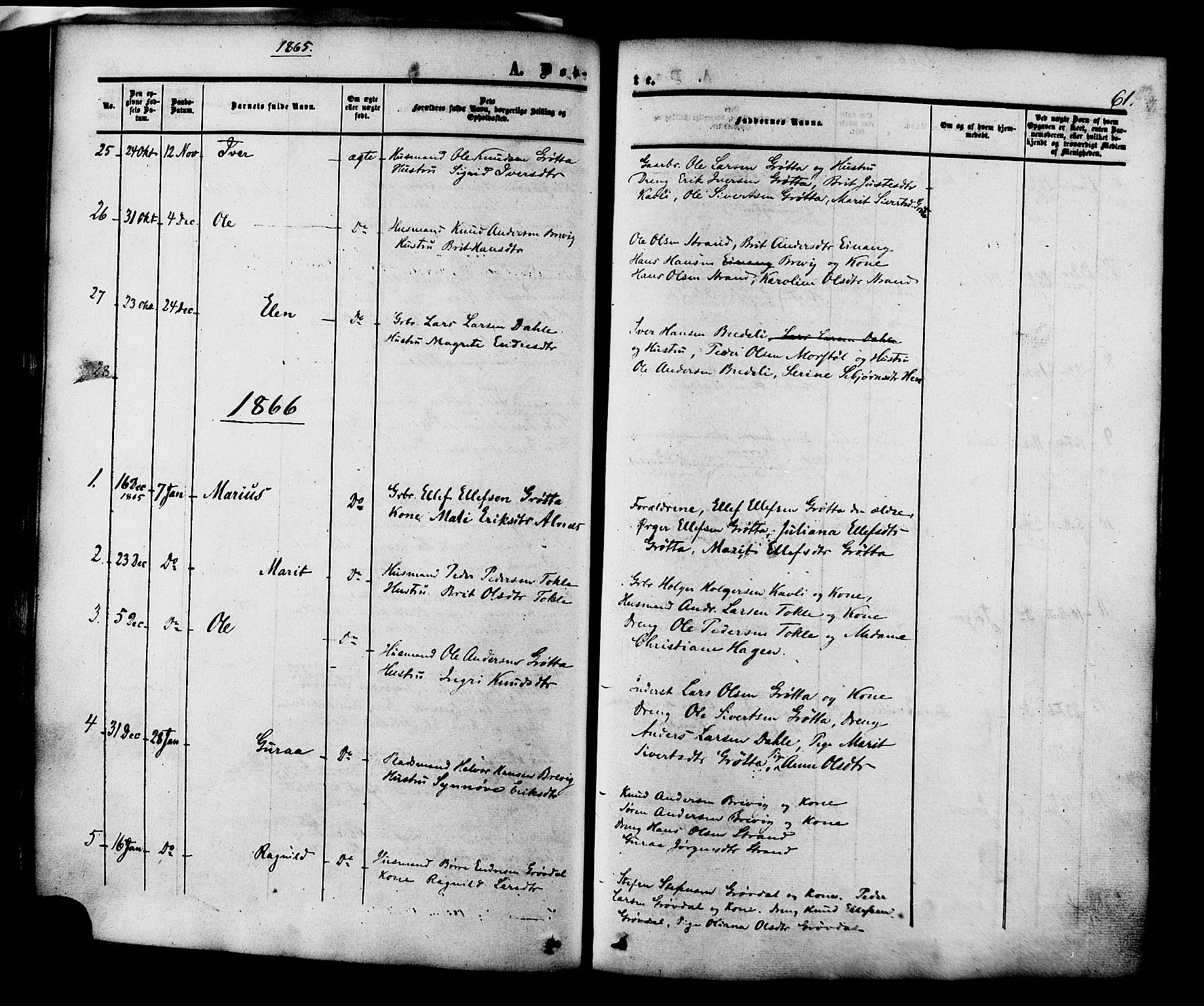 Ministerialprotokoller, klokkerbøker og fødselsregistre - Møre og Romsdal, AV/SAT-A-1454/545/L0586: Parish register (official) no. 545A02, 1854-1877, p. 61