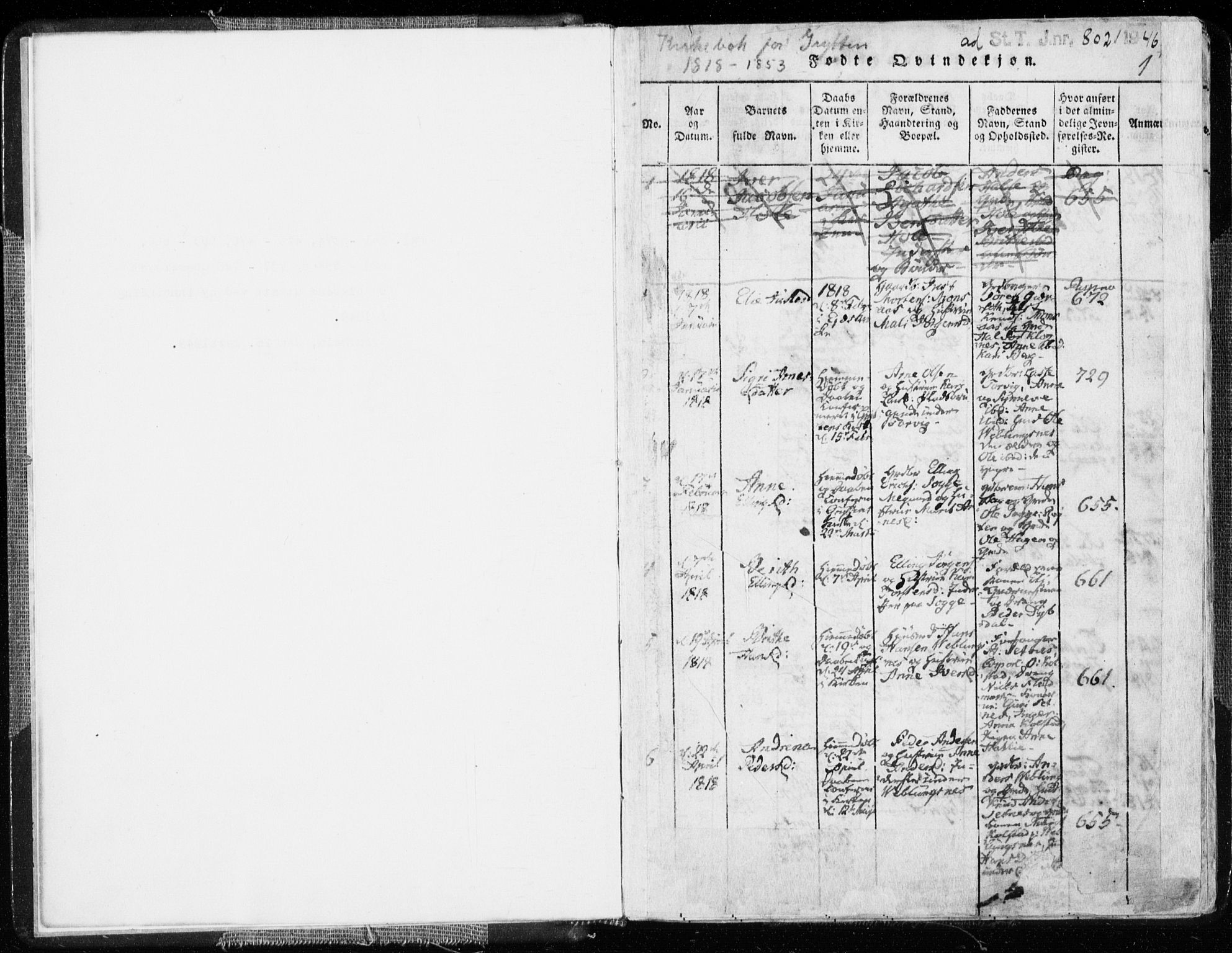 Ministerialprotokoller, klokkerbøker og fødselsregistre - Møre og Romsdal, SAT/A-1454/544/L0571: Parish register (official) no. 544A04, 1818-1853, p. 0-1