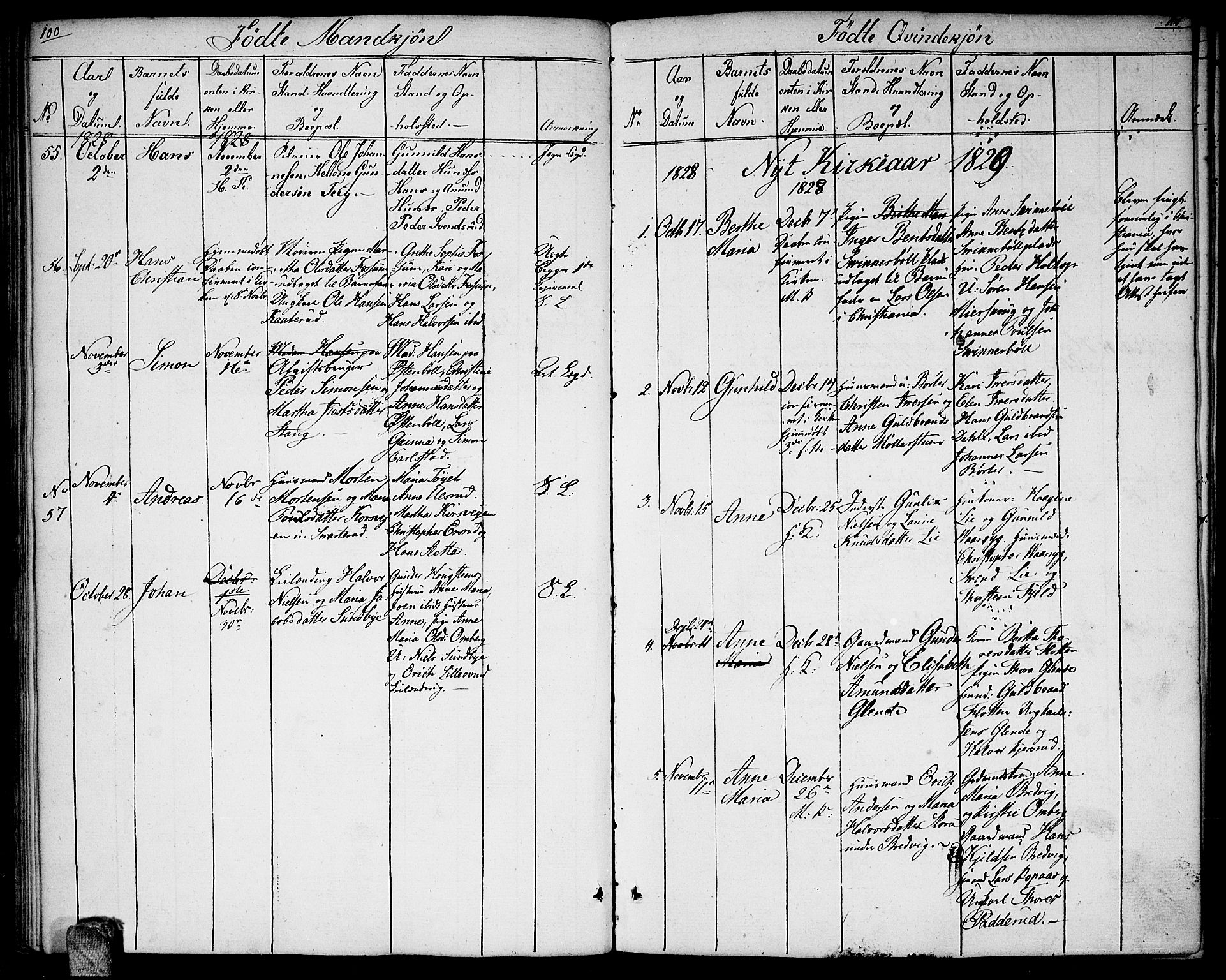 Enebakk prestekontor Kirkebøker, AV/SAO-A-10171c/F/Fa/L0007: Parish register (official) no. I 7, 1823-1832, p. 100-101