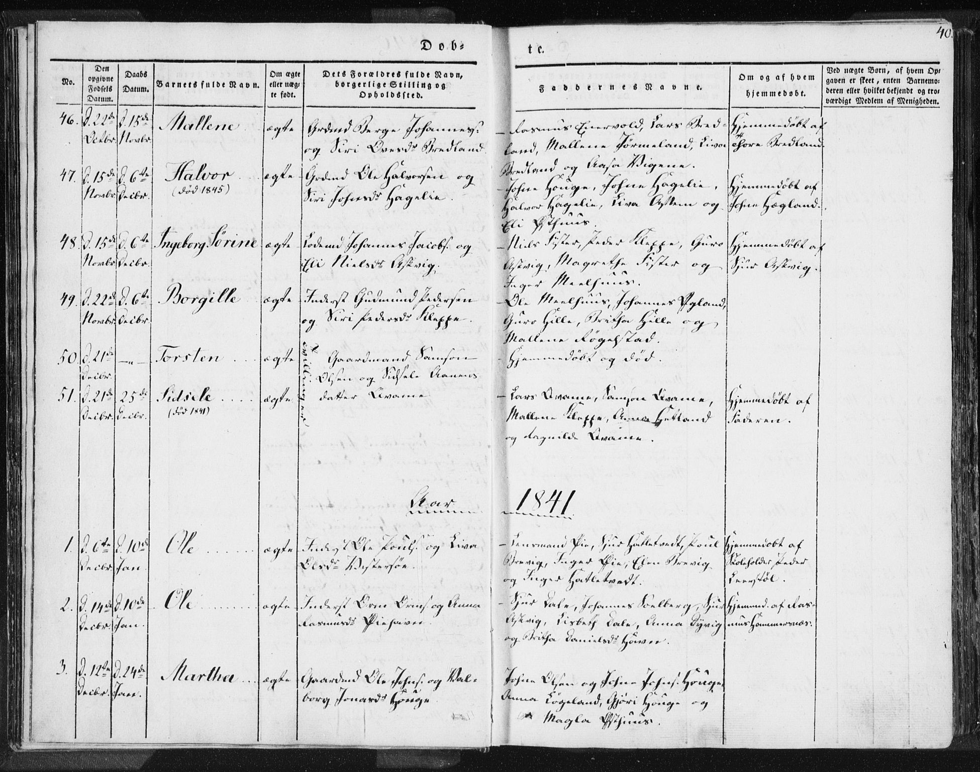 Hjelmeland sokneprestkontor, AV/SAST-A-101843/01/IV/L0006: Parish register (official) no. A 6, 1834-1845, p. 40