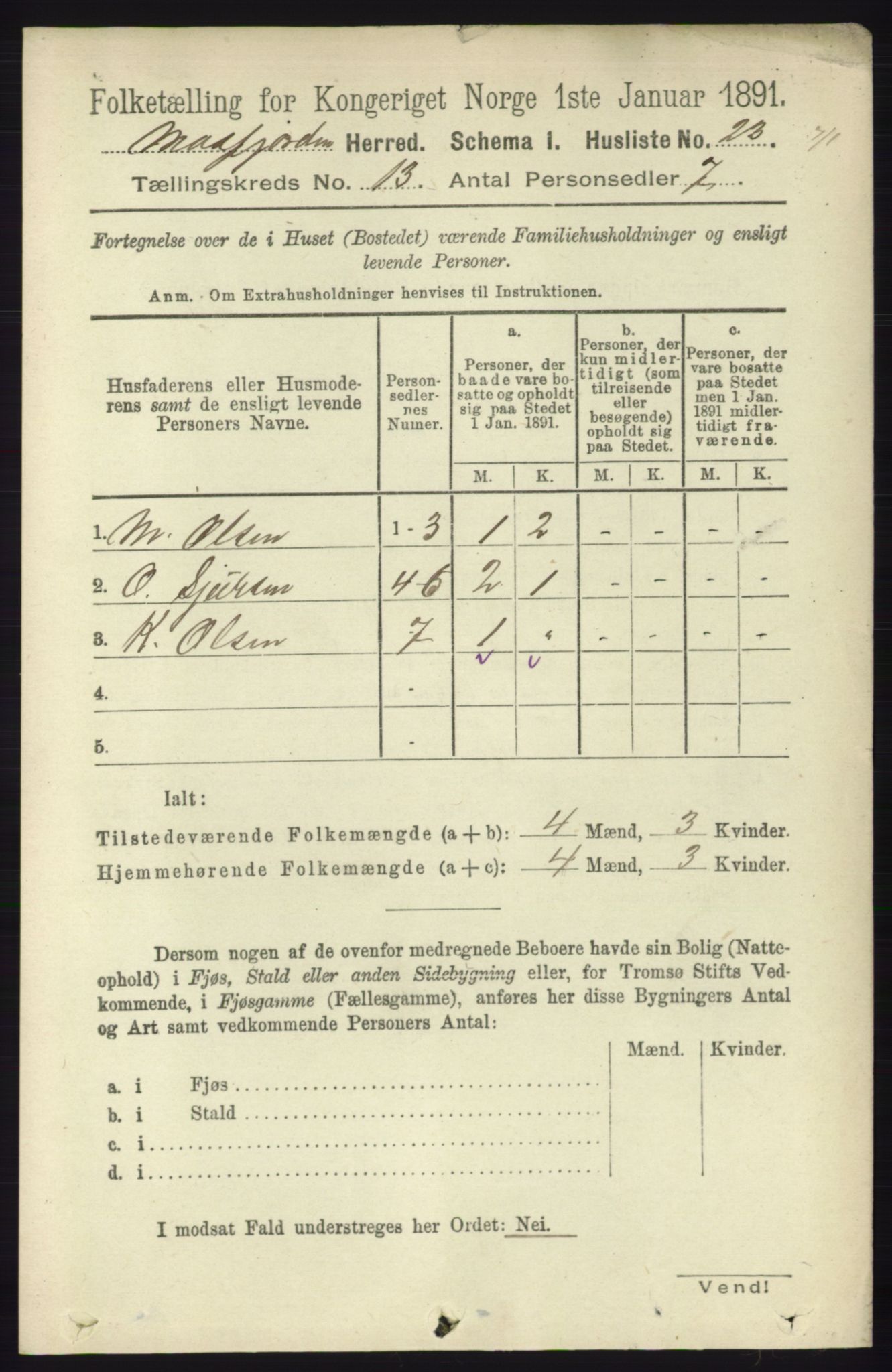 RA, 1891 census for 1266 Masfjorden, 1891, p. 2625