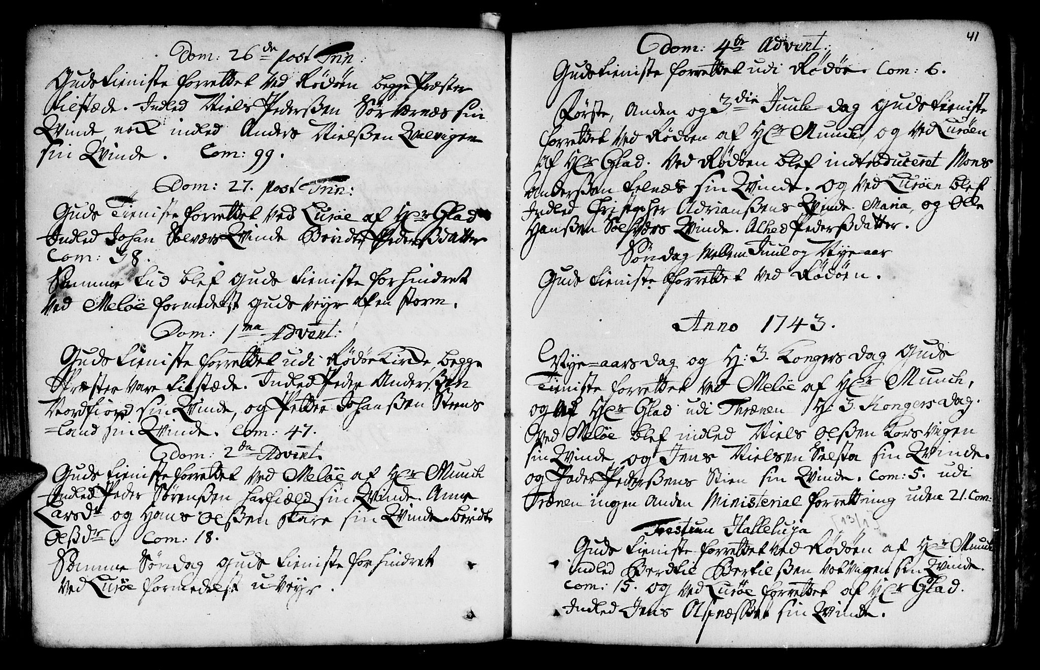 Ministerialprotokoller, klokkerbøker og fødselsregistre - Nordland, AV/SAT-A-1459/841/L0586: Parish register (official) no. 841A01, 1739-1750, p. 41