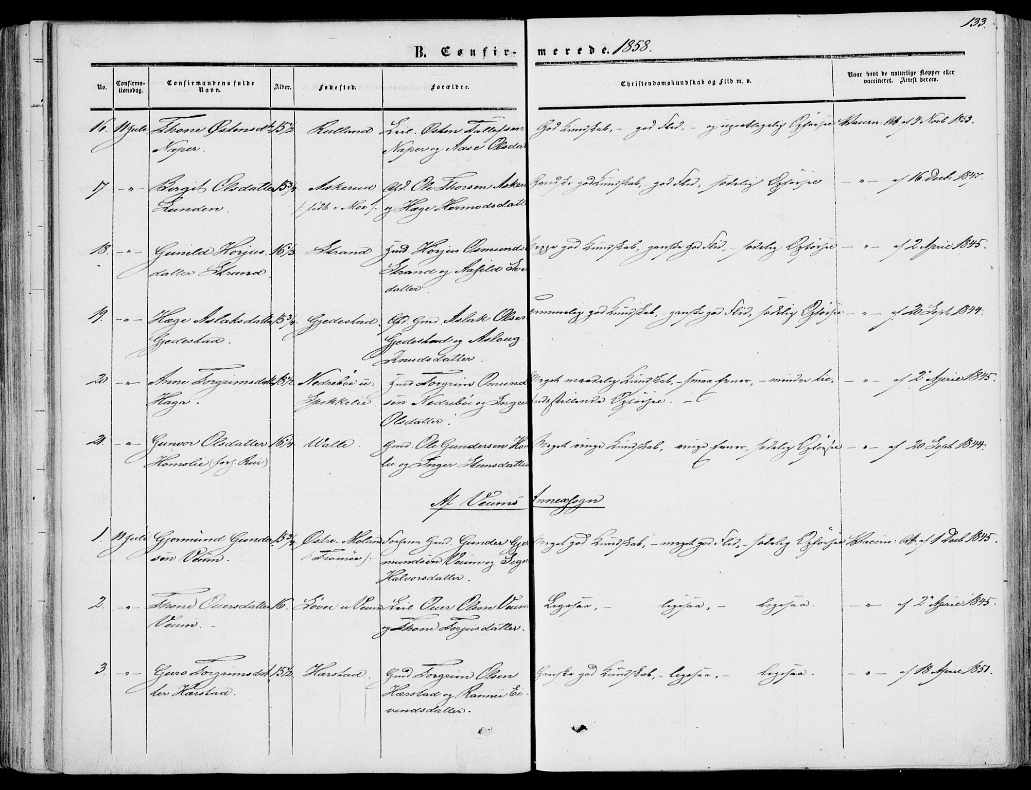 Fyresdal kirkebøker, AV/SAKO-A-263/F/Fa/L0005: Parish register (official) no. I 5, 1855-1871, p. 133