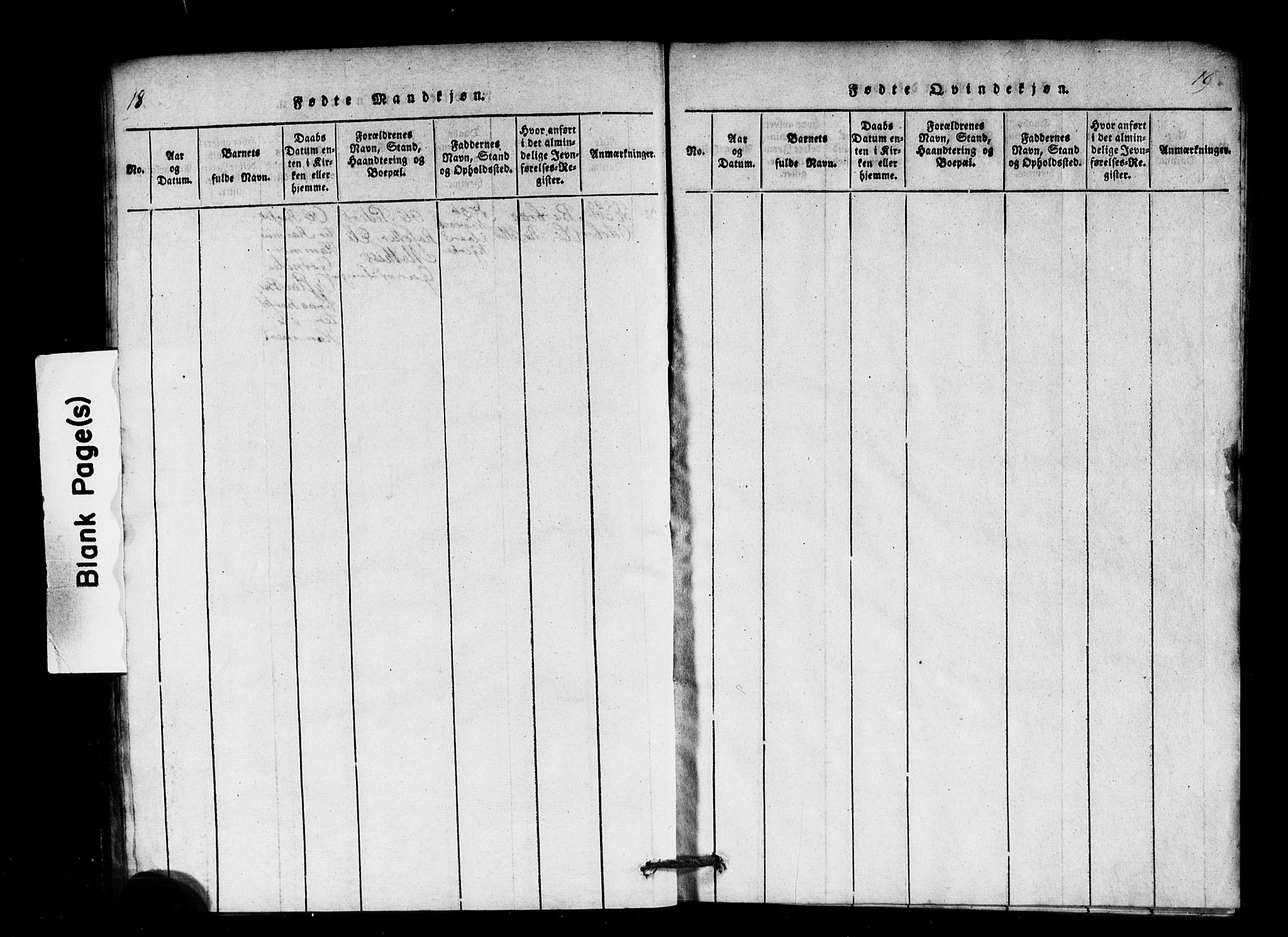 Innvik sokneprestembete, AV/SAB-A-80501: Parish register (copy) no. B 1, 1815-1820, p. 18-19