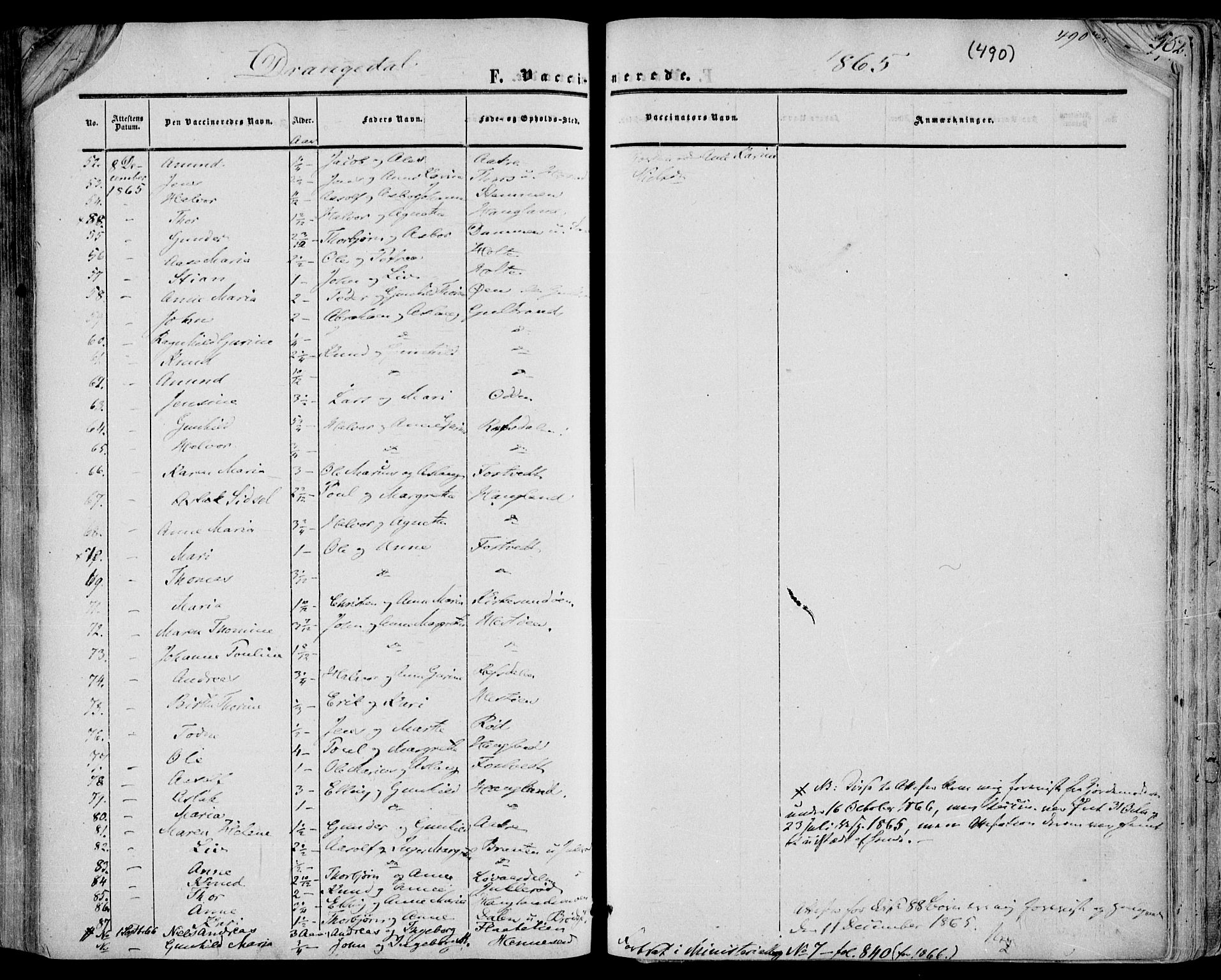 Drangedal kirkebøker, SAKO/A-258/F/Fa/L0008: Parish register (official) no. 8, 1857-1871, p. 490