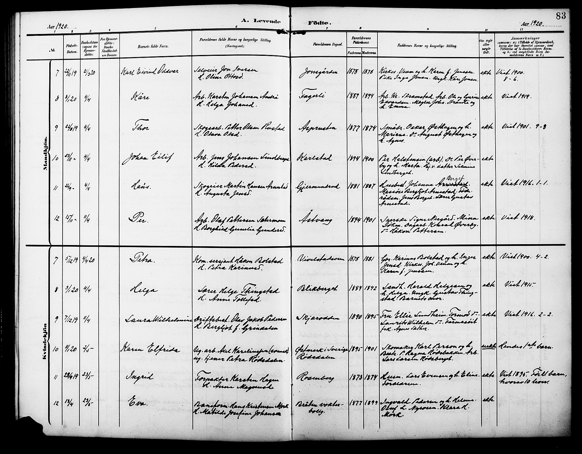 Åmot prestekontor, Hedmark, SAH/PREST-056/H/Ha/Hab/L0004: Parish register (copy) no. 4, 1905-1920, p. 83