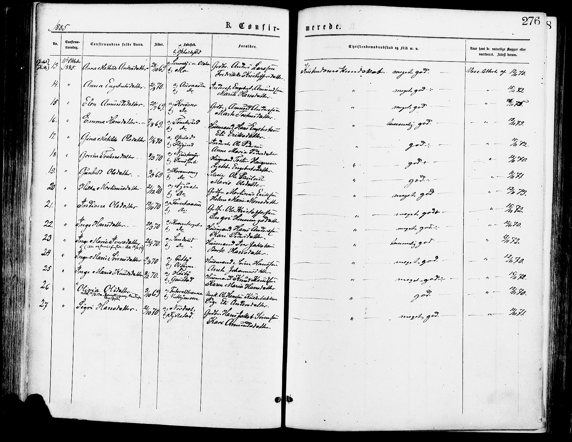 Sør-Odal prestekontor, SAH/PREST-030/H/Ha/Haa/L0005: Parish register (official) no. 5, 1876-1885, p. 276