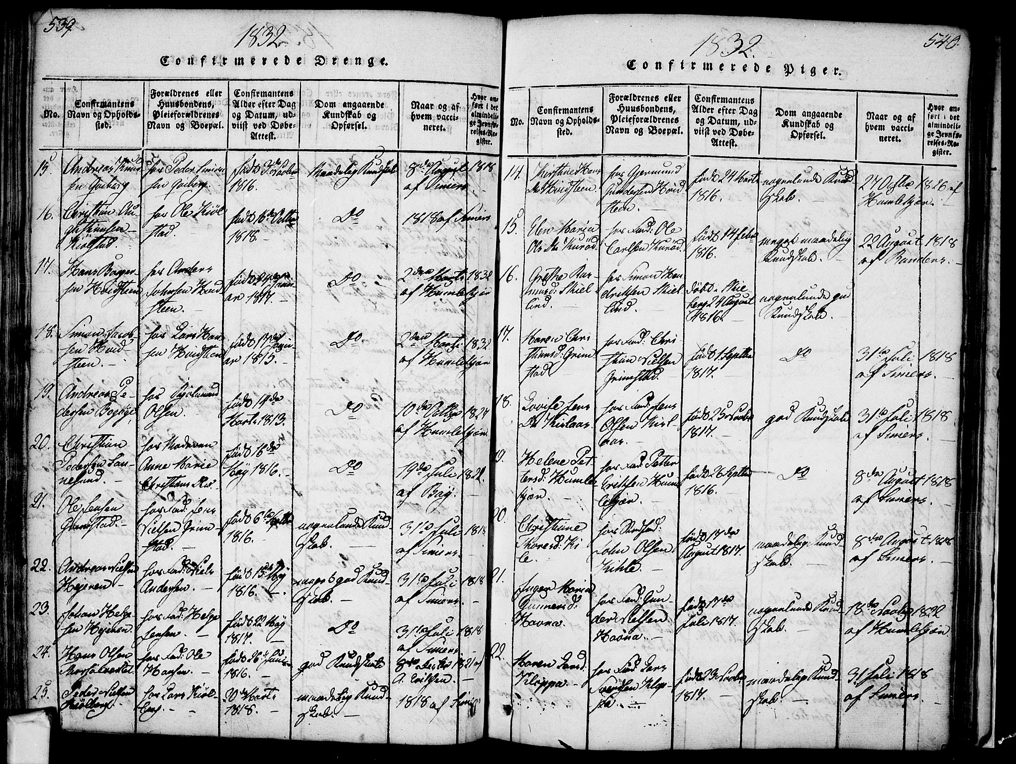 Borge prestekontor Kirkebøker, SAO/A-10903/F/Fa/L0003: Parish register (official) no. I 3, 1815-1836, p. 539-540