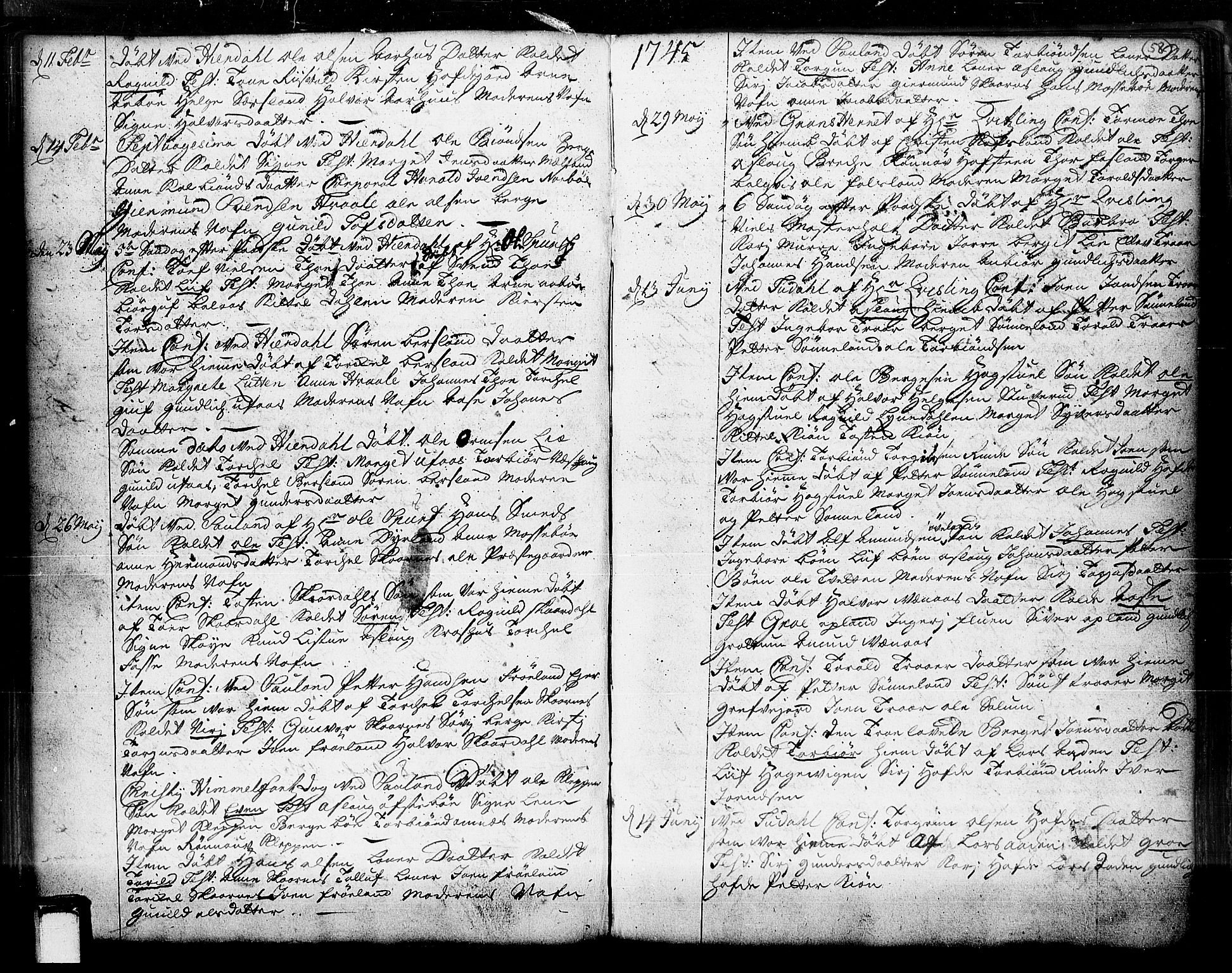 Hjartdal kirkebøker, SAKO/A-270/F/Fa/L0003: Parish register (official) no. I 3, 1727-1775, p. 58