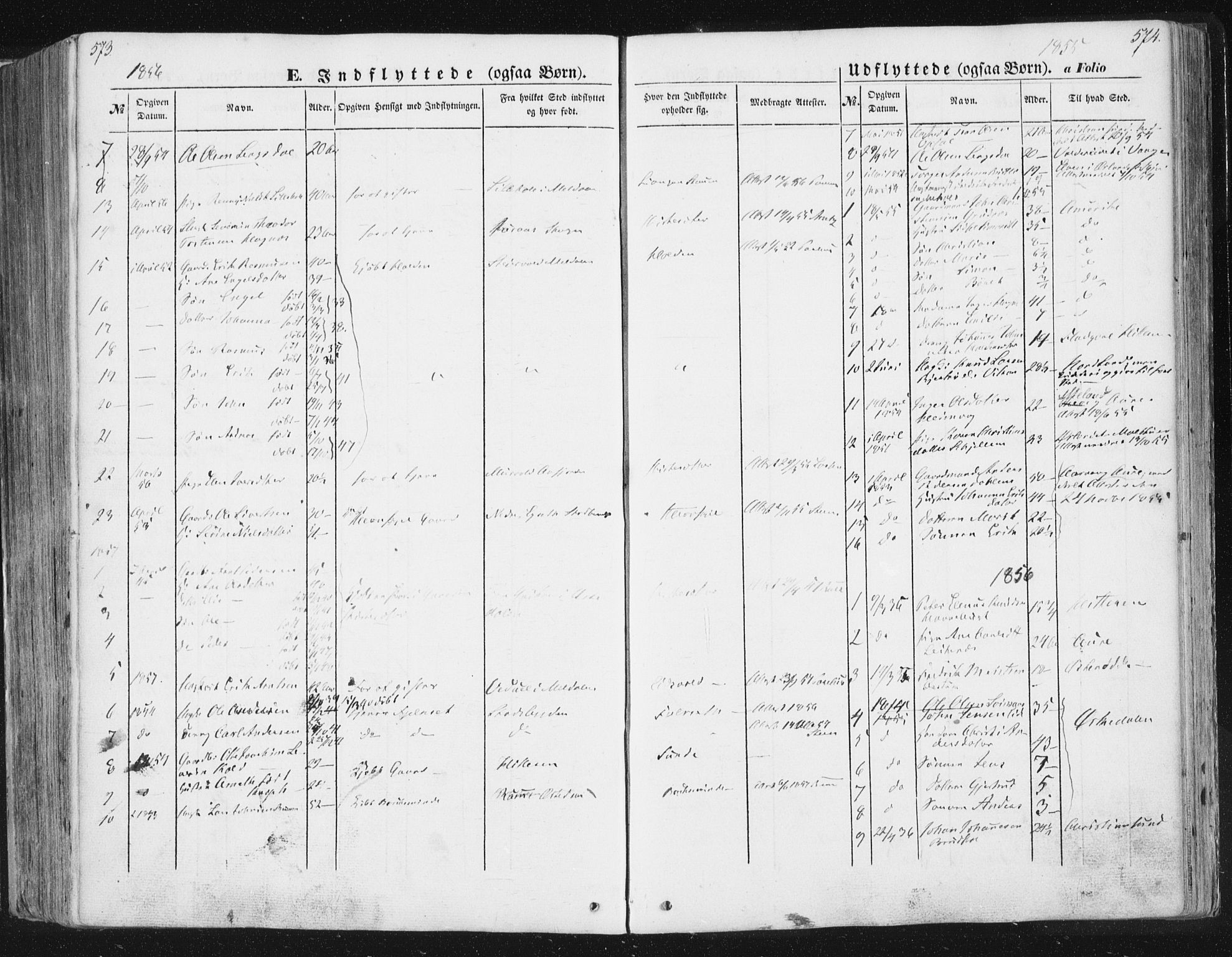 Ministerialprotokoller, klokkerbøker og fødselsregistre - Sør-Trøndelag, AV/SAT-A-1456/630/L0494: Parish register (official) no. 630A07, 1852-1868, p. 573-574