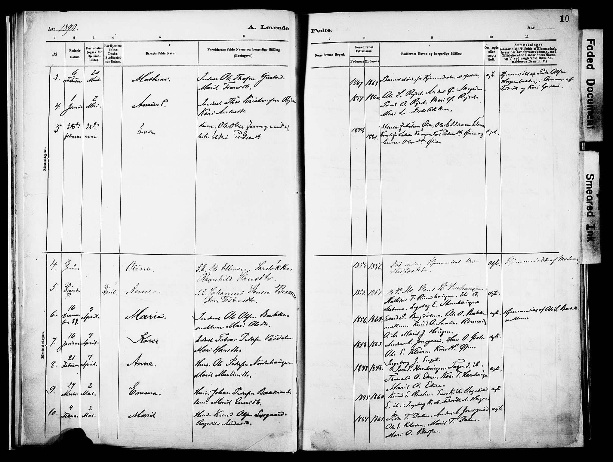 Vågå prestekontor, SAH/PREST-076/H/Ha/Haa/L0010: Parish register (official) no. 10, 1887-1904, p. 10